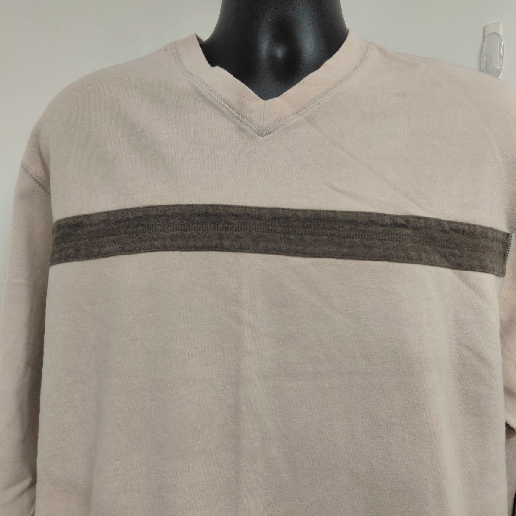 Eddie Bauer Eddie Bauer Sweater Mens L Beige Striped V-Neck Long Sleeve Pullover Knitted Knit Casual Size US L / EU 52-54 / 3 - 4 Thumbnail