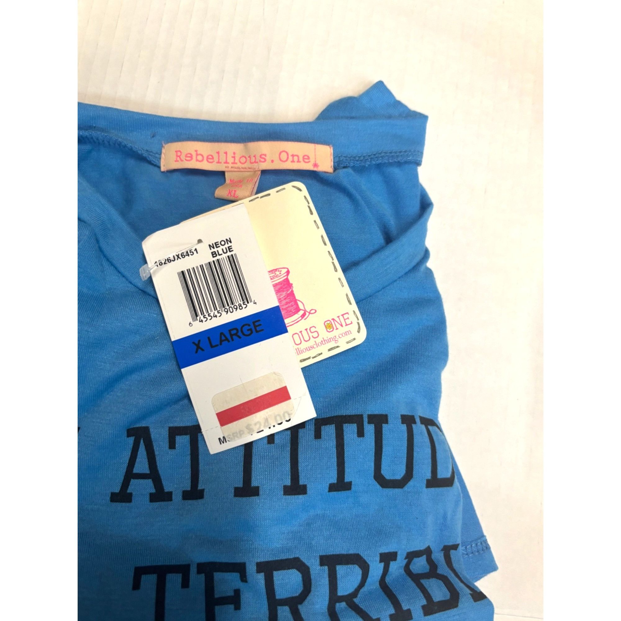 Other Rebellious One Junior’s High-Low Graphic Tank Top, Neon Blue Size XL / US 12-14 / IT 48-50 - 8 Thumbnail
