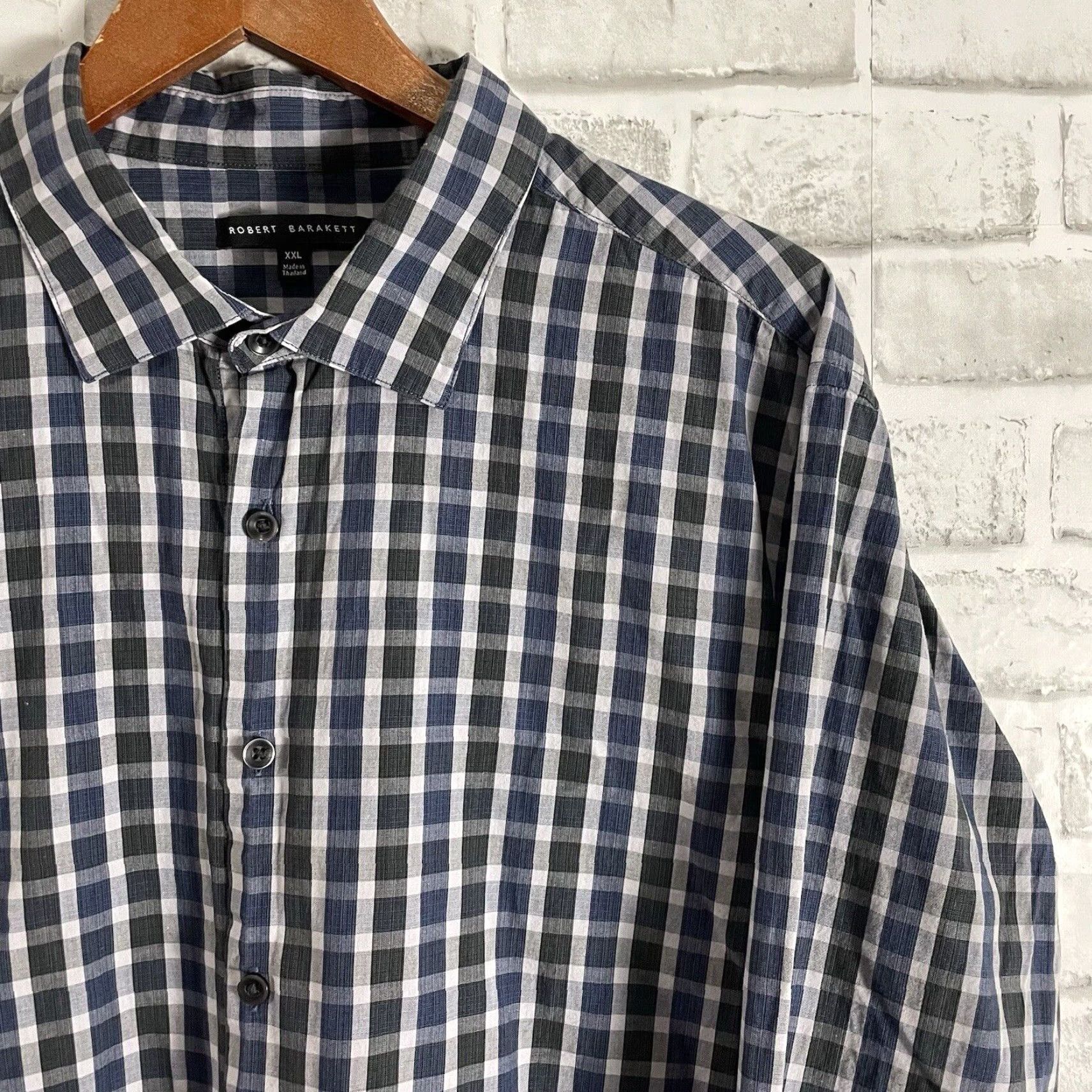 Vintage Robert Barakett Blue Checkered Long Sleeve Button-Up Shirt Adult XXL Blue Checks Mens Size US XXL / EU 58 / 5 - 2 Thumbnail