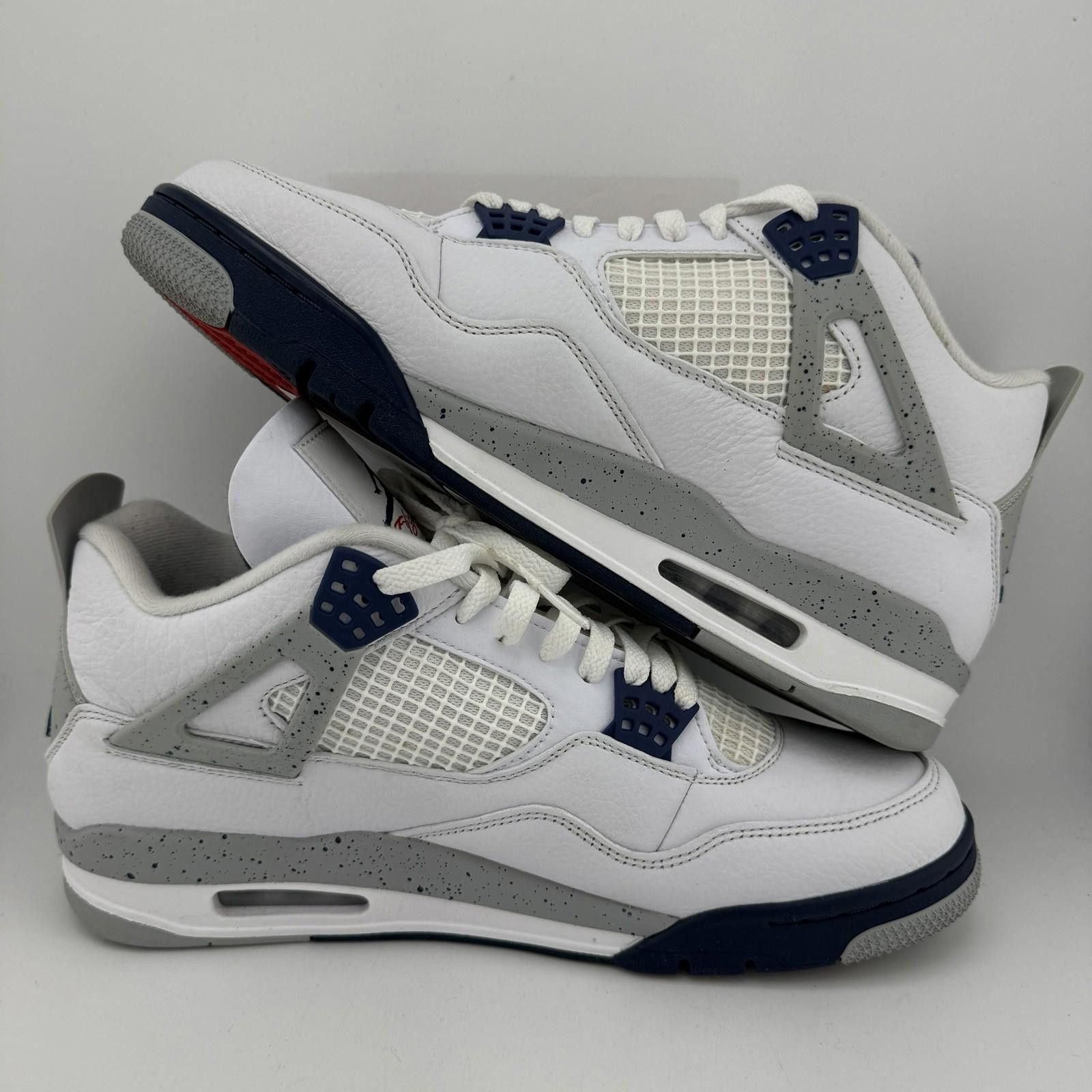 Nike Air Jordan 4 Retro White Midnight Navy 11.5 Size US 11.5 / EU 44-45 - 7 Thumbnail
