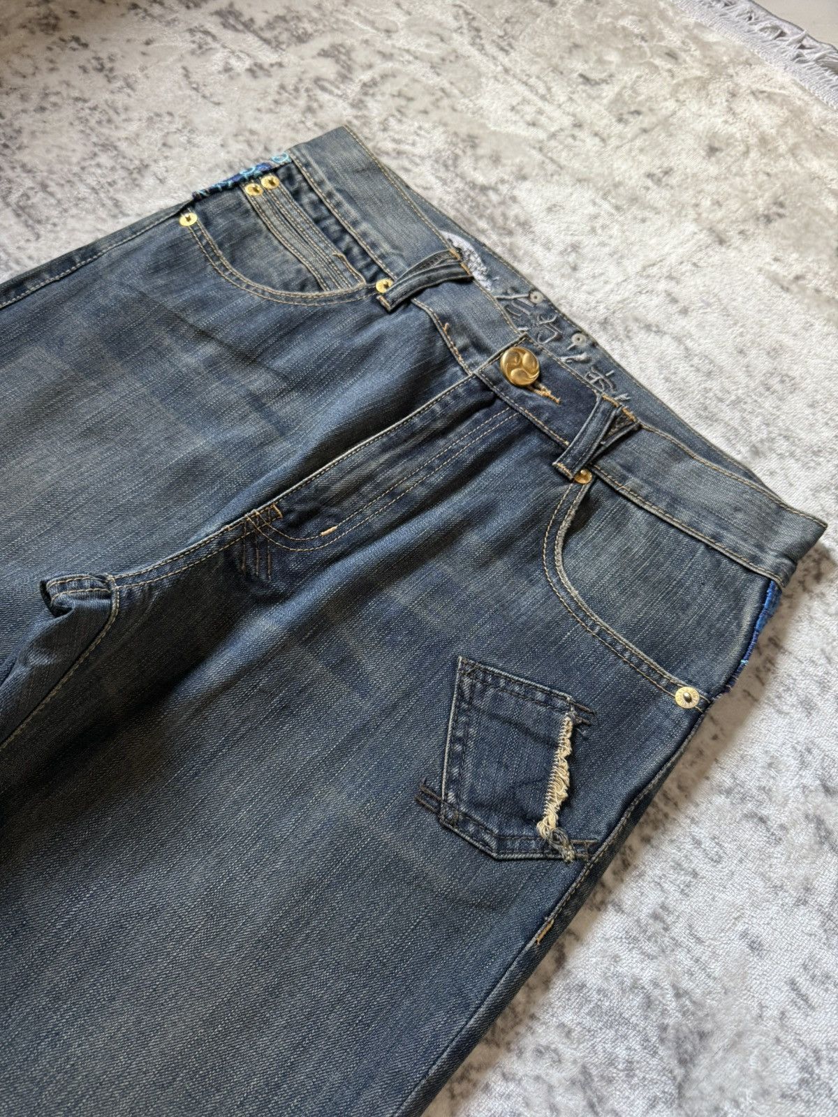 Japanese Brand Osaka Big Train Japan Over Stitch Boro Yakuza Jeans Size US 32 / EU 48 - 9 Thumbnail