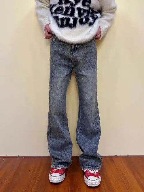 Jean Washed Vintage Simple Straight Bootcut Jeans Size US 32 / EU 48 - 1 Thumbnail