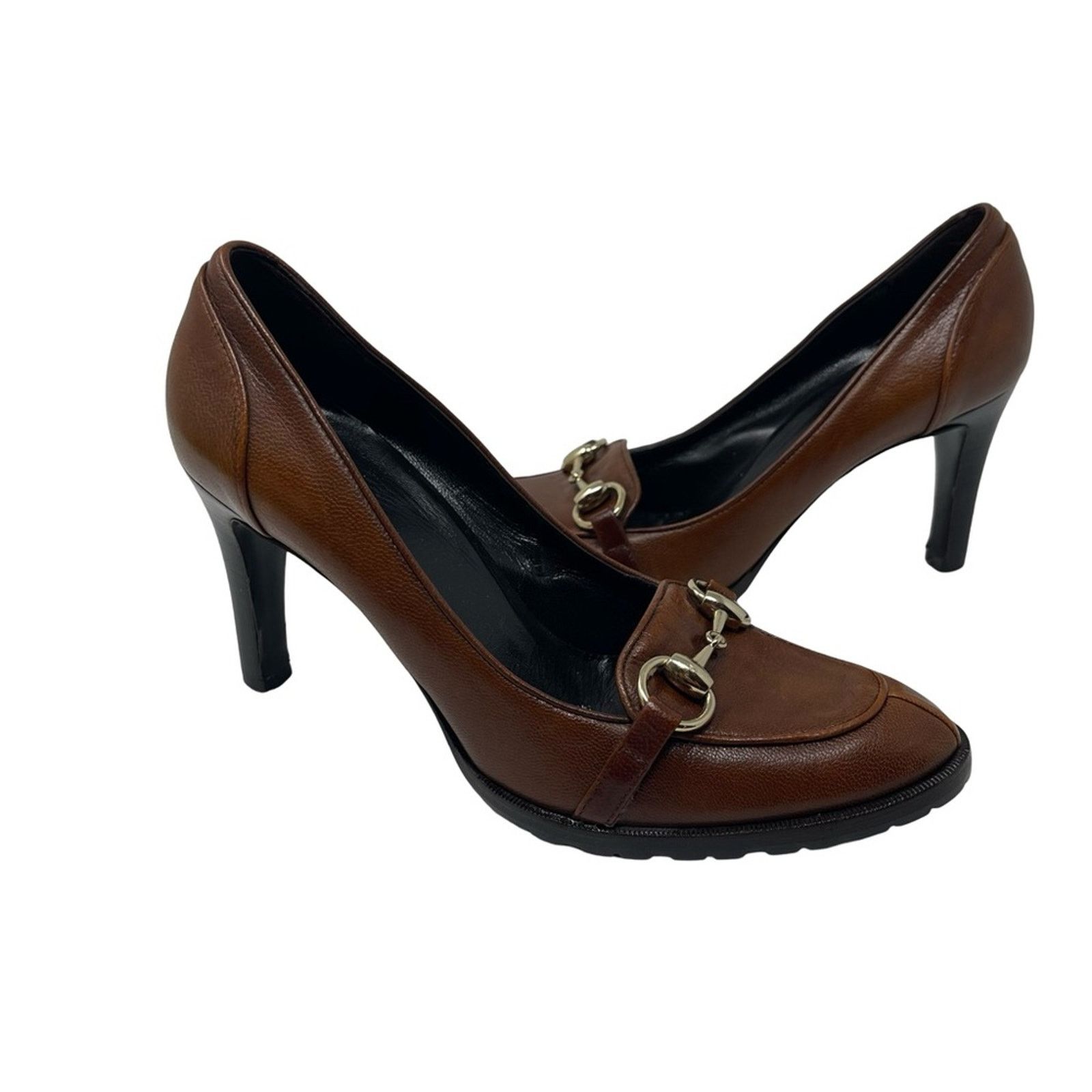 Gucci Gucci Brown Leather Horsebit Pumps Heels sz 7 Size US 7 / IT 37 - 1 Thumbnail