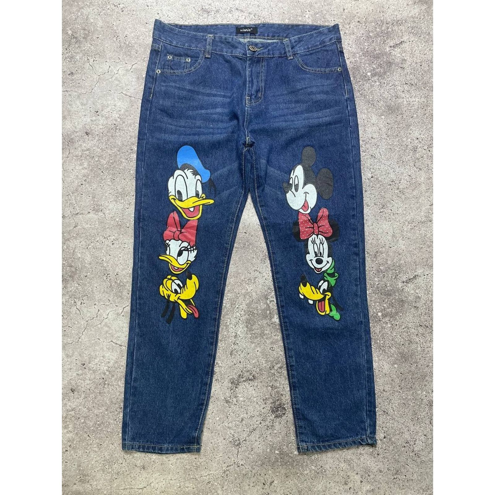 Disney Vintage Cartoon Mouse Donald Duck Jeans Size XL Disney Size US 34 / EU 50 - 2 Thumbnail