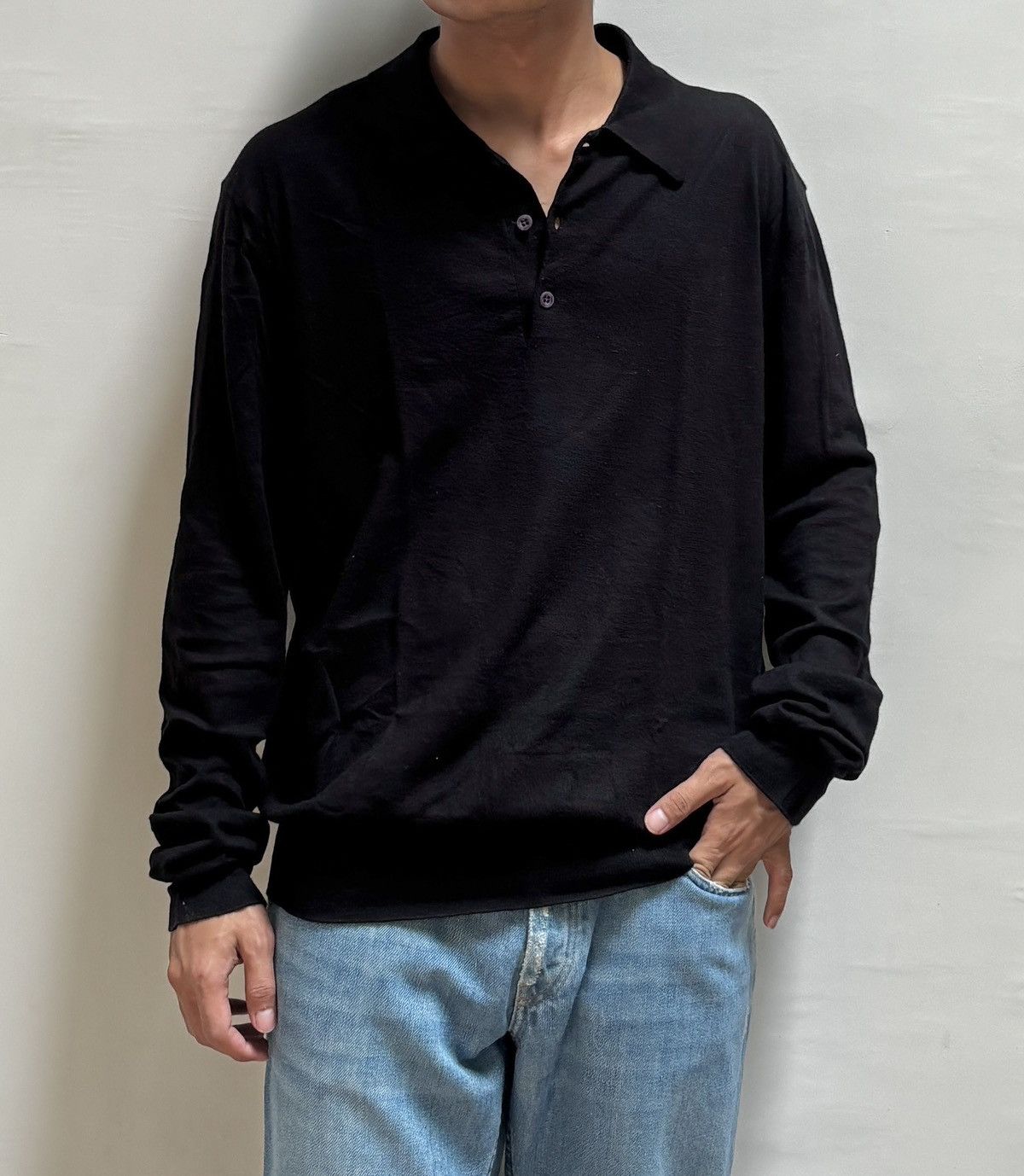 Prada Long Sleeve Knit Polo Shirt Size US M / EU 48-50 / 2 - 12 Thumbnail