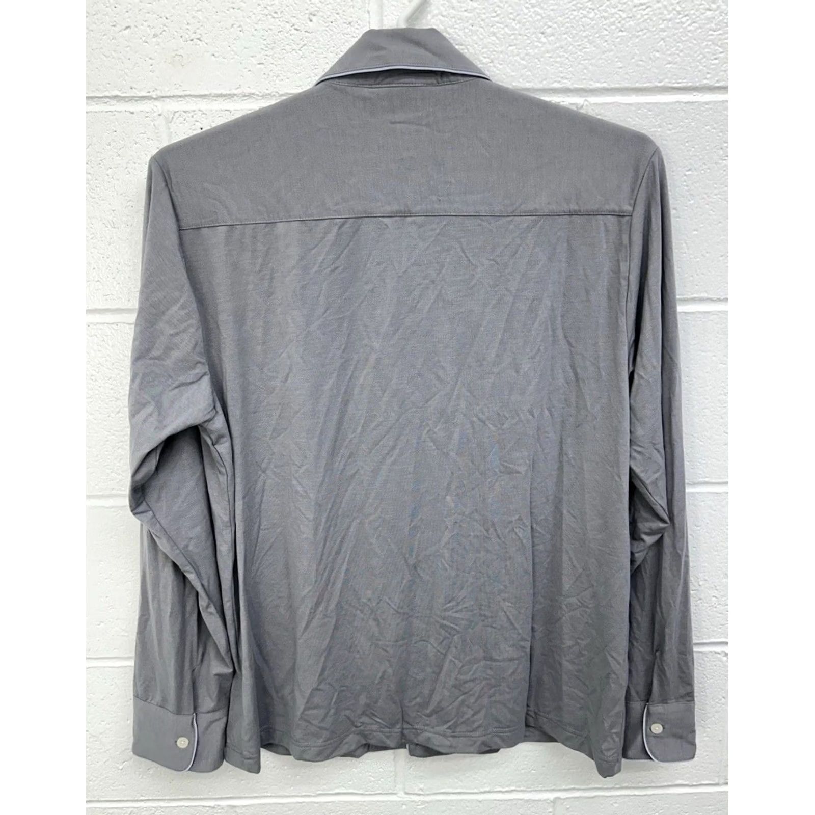 Sleepy Jones Sleepy Jones + Purple Pajama Shirt Mens M Gray Long Sleeve Button Front Lounge Pajama Top Size US M / EU 48-50 / 2 - 4 Thumbnail