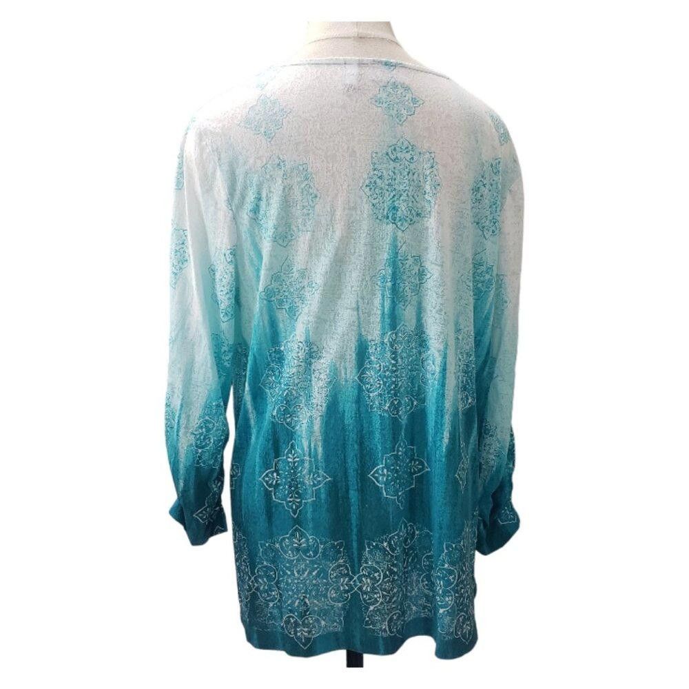 Chicos CT1512 Chico's Lightweight Aqua Scoop Neck T-Shirt Size XL / US 12-14 / IT 48-50 - 6 Thumbnail