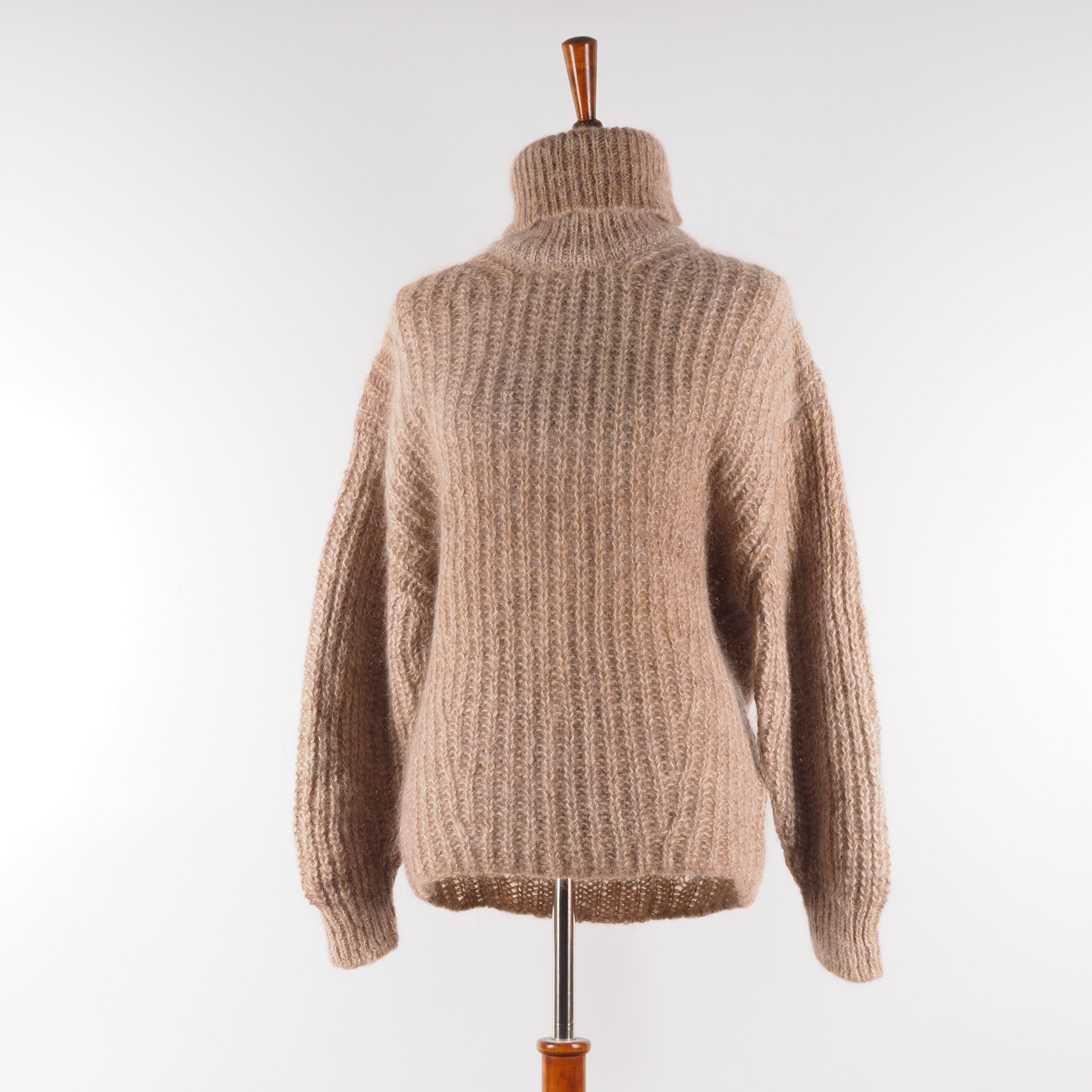 ba&sh ba&sh Beige Alpaca Mohair Turtleneck Oversized Sweater Size XS / US 0-2 / IT 36-38 - 3 Thumbnail