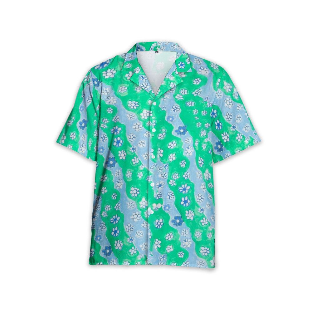 Designer Stripy Flower Poplin Shirt – Floral-Print Classic Twist Size US M / EU 48-50 / 2 - 2 Thumbnail
