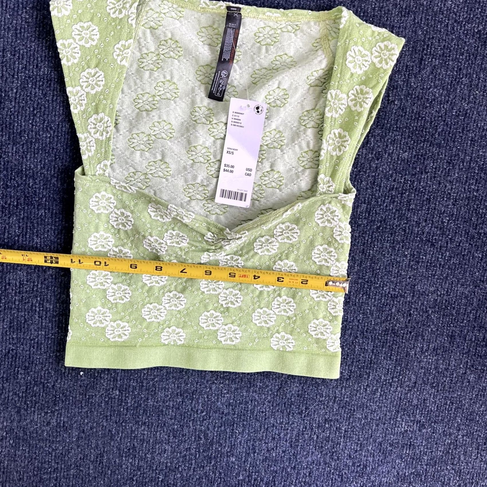 Vintage VINTAGE Green Floral Cropped Tank Top Womens XS/S V Neck Stretch Knit Sleeveless Size XS / US 0-2 / IT 36-38 - 4 Thumbnail