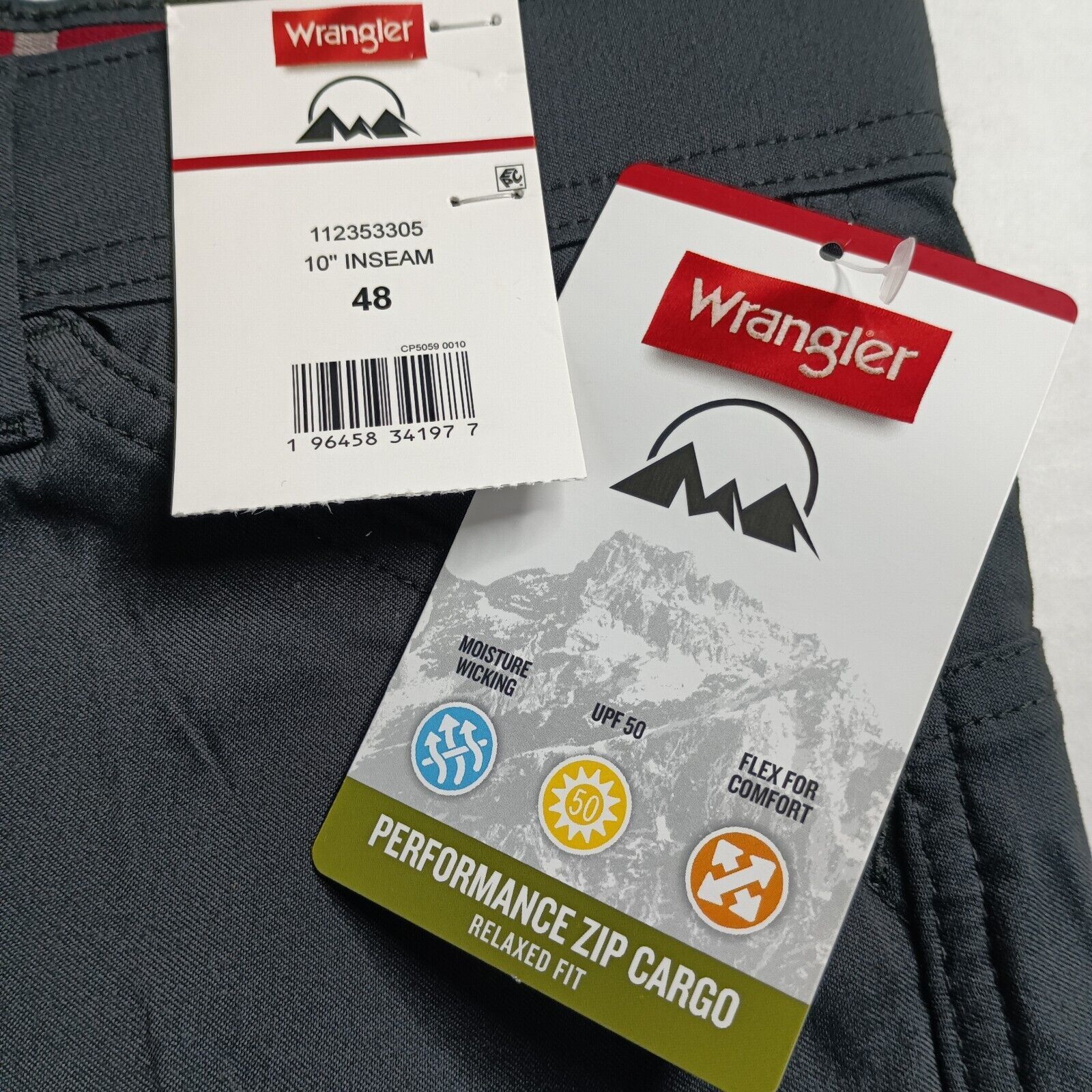 Wrangler Wrangler Cargo Shorts Relaxed Fit Men's 48 Black 10” inseam Size US 44 / EU 60 - 4 Thumbnail