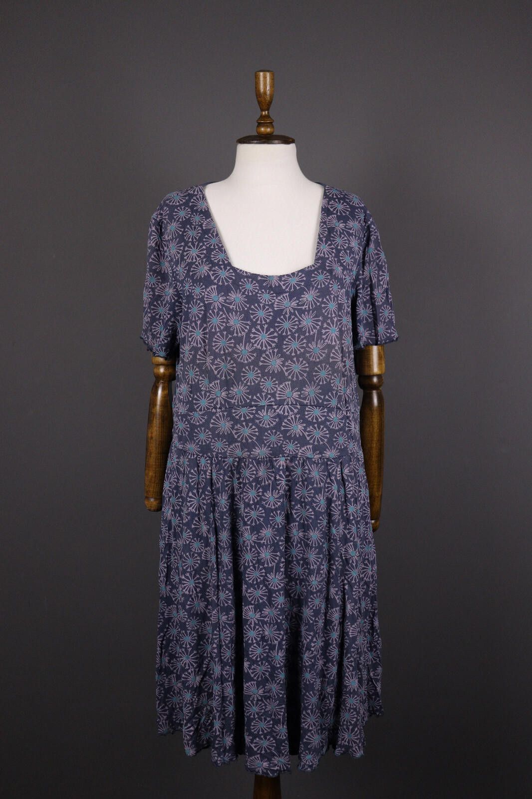 Designer Deerberg Blue Floral Relaxed Summer A-Line Dress Size L Size L / US 10 / IT 46 - 1 Thumbnail