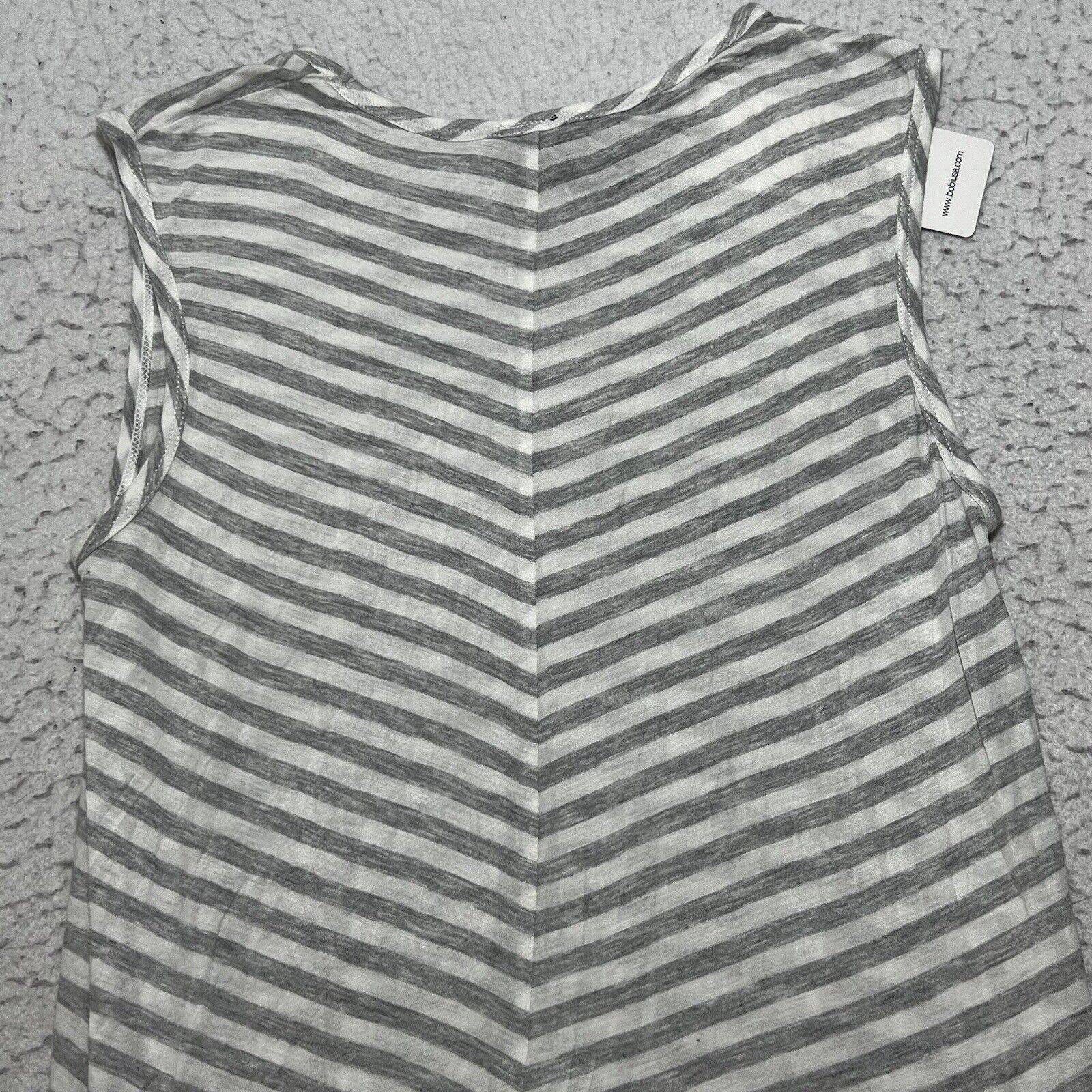 Nordstrom Bobi Sleeveless Tank Top Tie Strap Gray + White Striped Size XS / US 0-2 / IT 36-38 - 9 Thumbnail