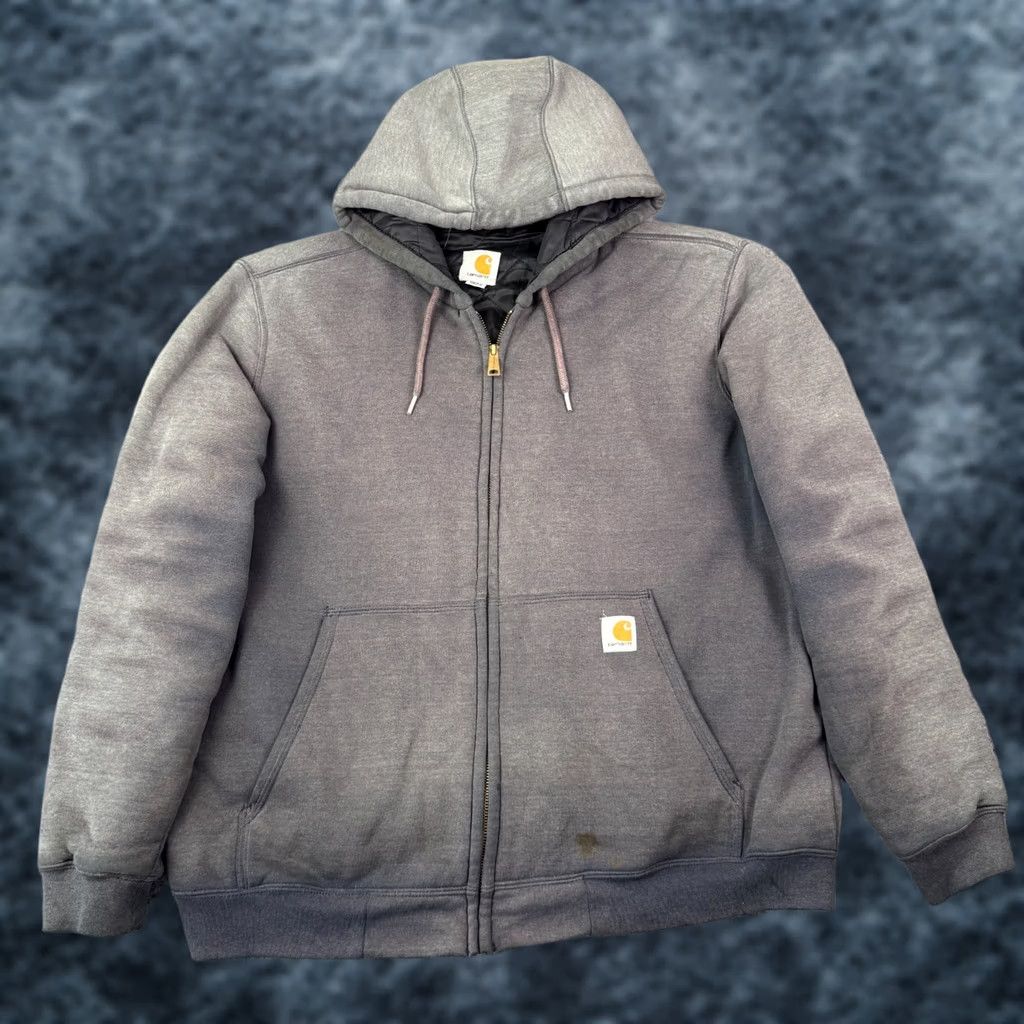Carhartt VINTAGE Carhartt Hoodie Mens L Blue Sun Faded Distressed Zip Quilt Lined Size US L / EU 52-54 / 3 - 1 Thumbnail