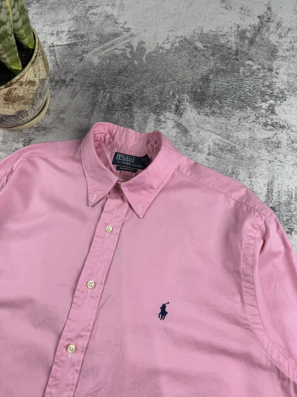 Polo Ralph Lauren Polo Ralph Lauren Rose Classic Blank Longsleeve Button Shirt Size US XL / EU 56 / 4 - 7 Thumbnail