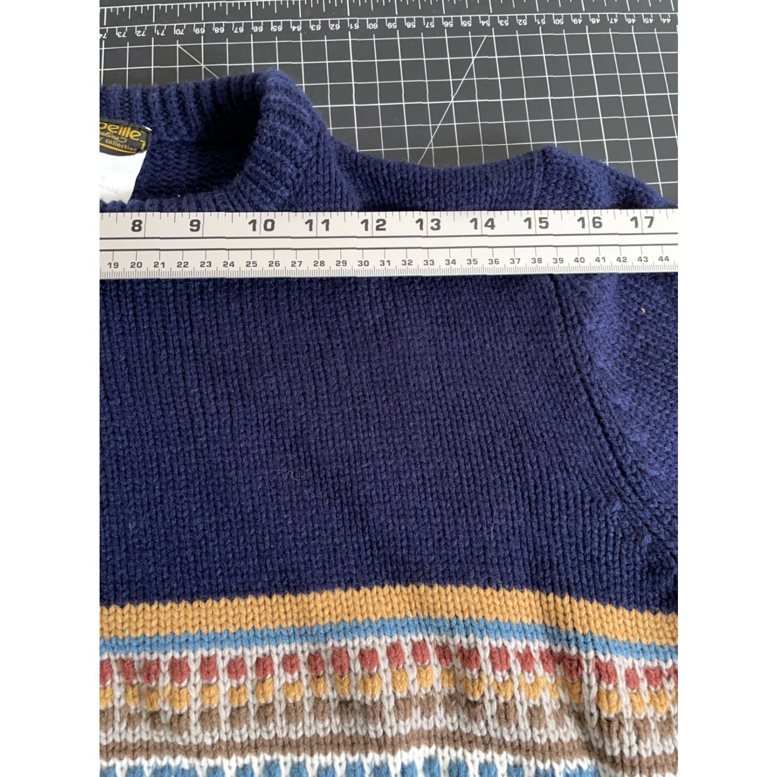 Vintage VINTAGE L'Abeille Beeline Geometric Sweater Womens Small Dark Blue Crewneck 80s 90s Retro Ski Winter Casual Mens? Size S / US 4 / IT 40 - 6 Thumbnail
