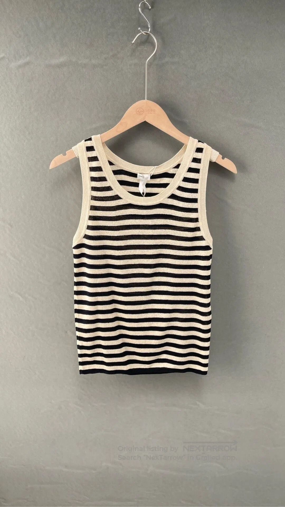 Yves Saint Laurent YSL Black White Striped Linen Sleeveless Vest. Size M / US 6-8 / IT 42-44 - 1 Thumbnail