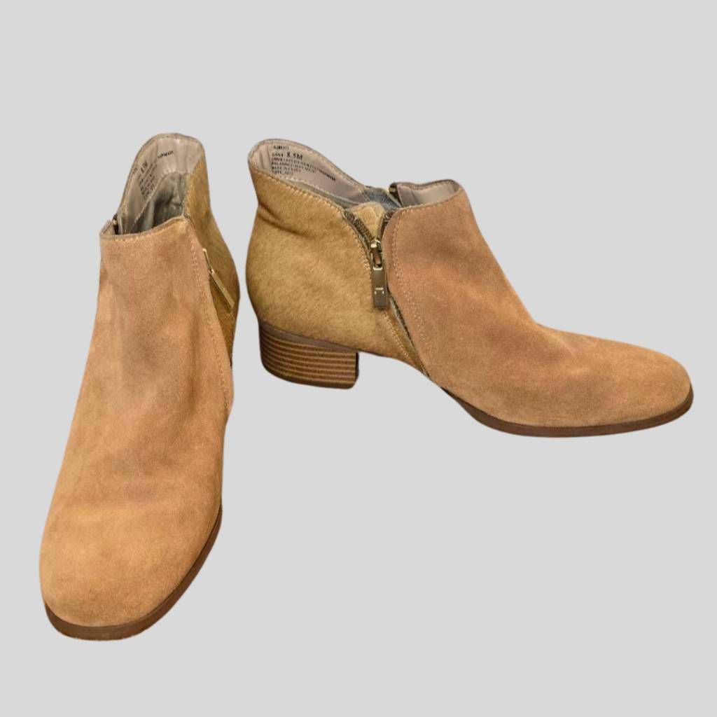 Halston H by Halston Lana Tan Suede Calf Hair Ankle Boots Women's 8. Size US 8.5 / IT 38.5 - 4 Thumbnail