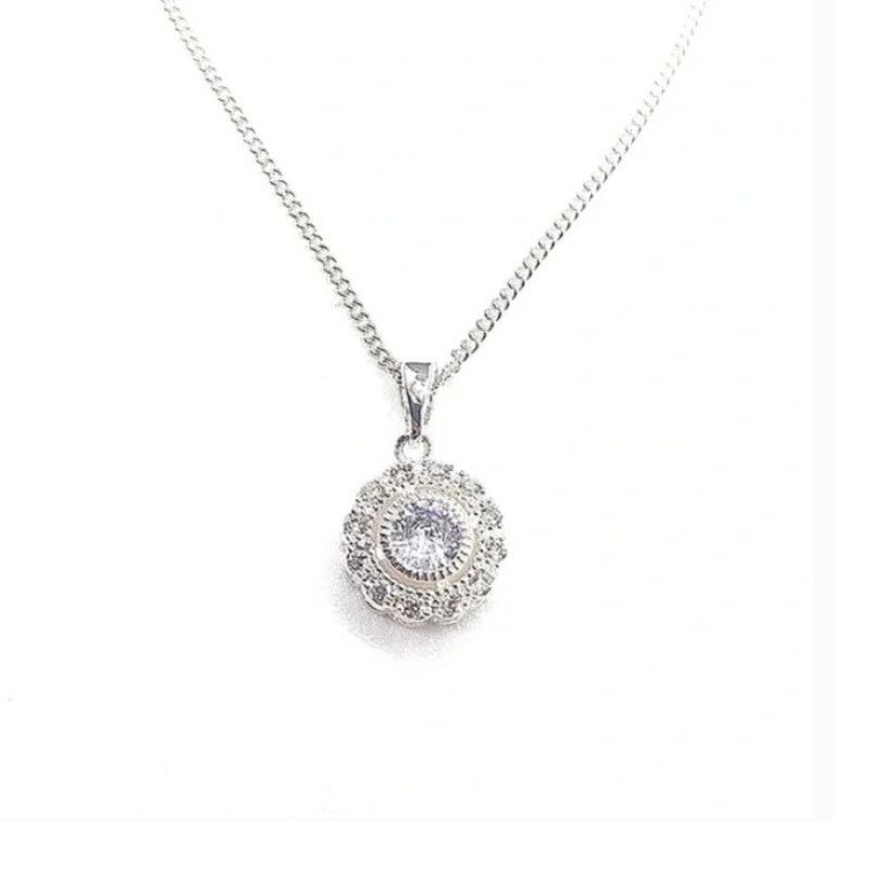 Other Double Halo Necklace Made with Swarovski Crystals | 18" Size ONE SIZE - 1 Thumbnail