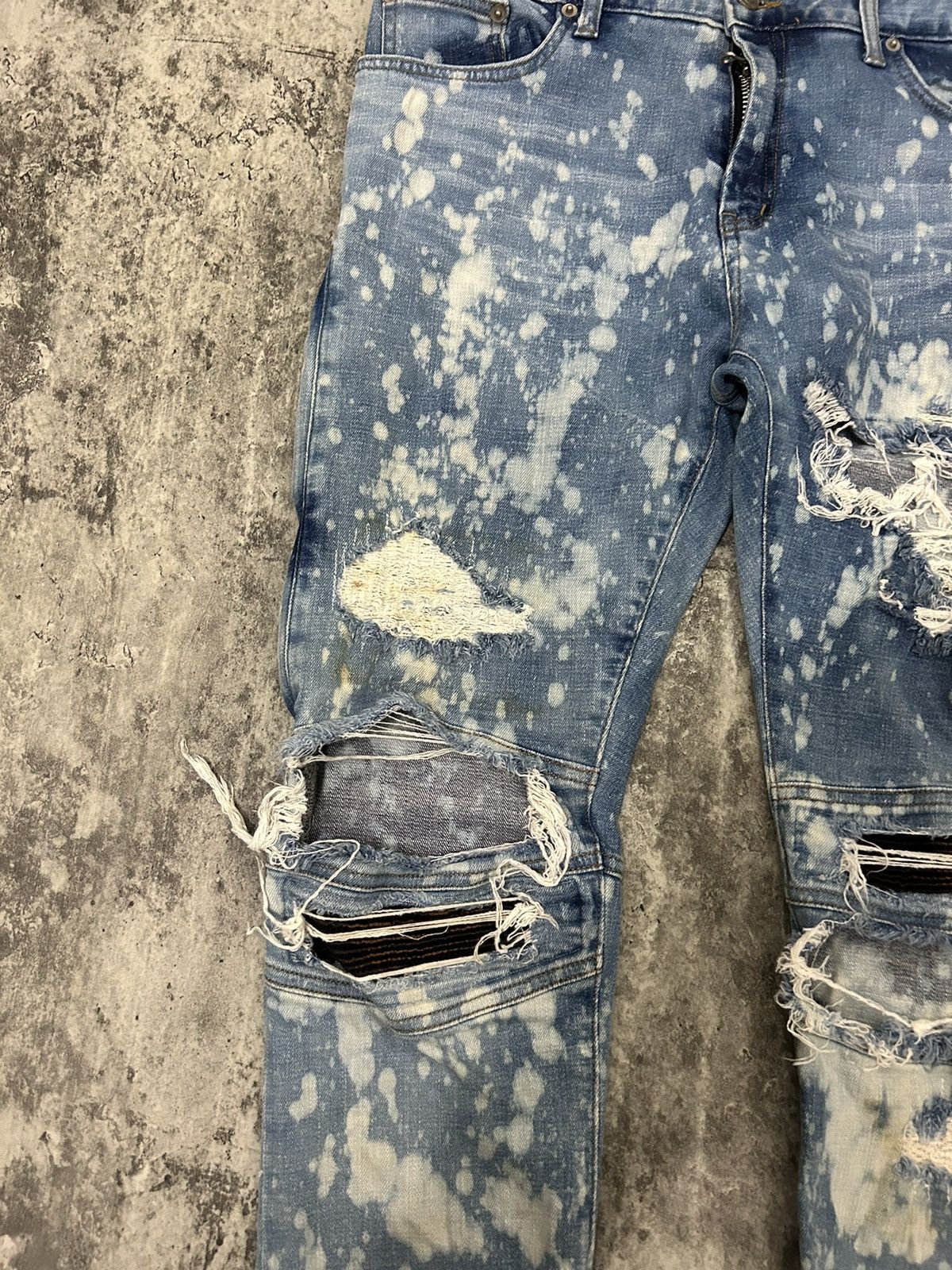 Japanese Brand Halo Tokyo Japan Acid Wash Distressed Jeans Size US 33 - 6 Thumbnail