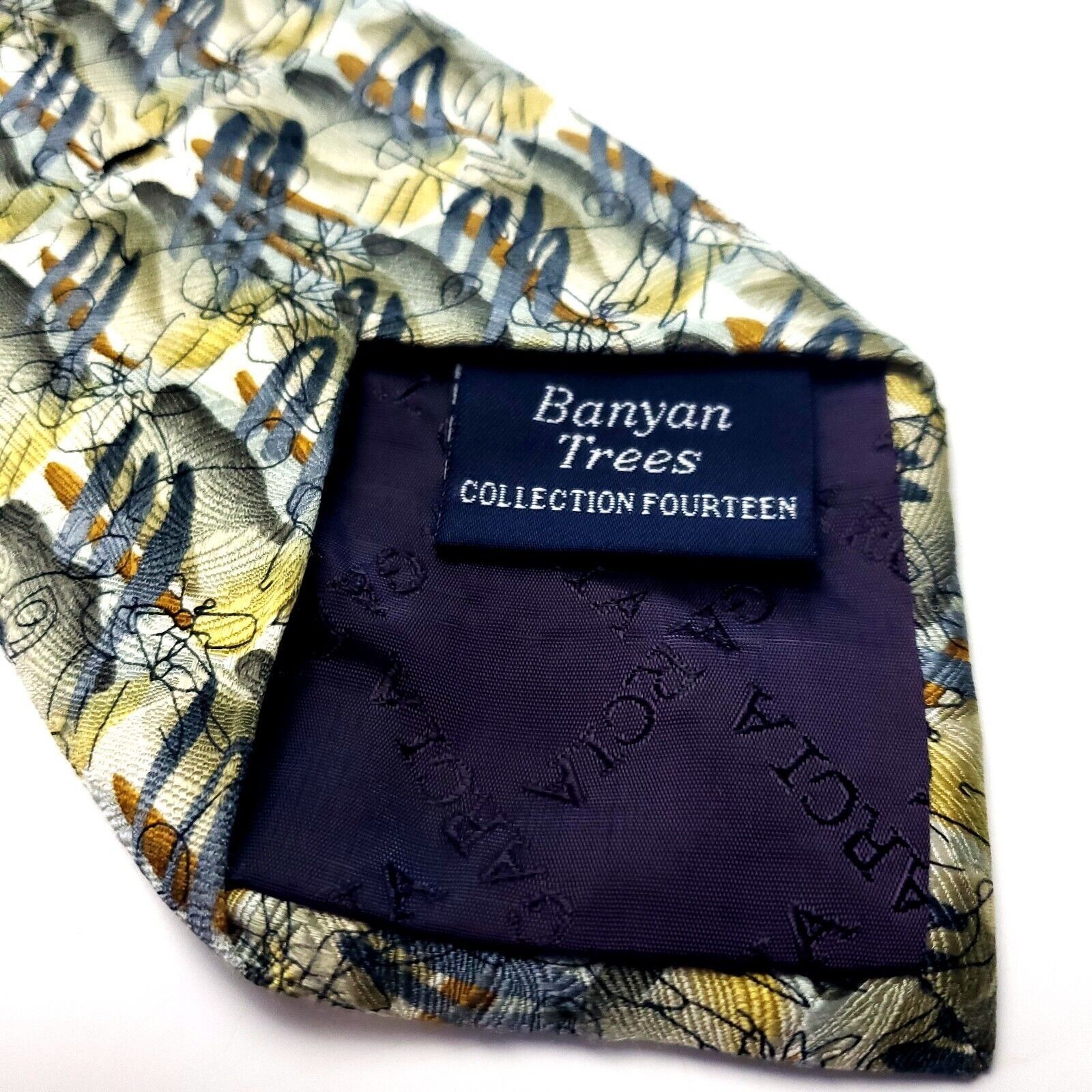 Other J. Garcia Beige Silk Tie Woven Wide Geometric Size ONE SIZE - 4 Thumbnail