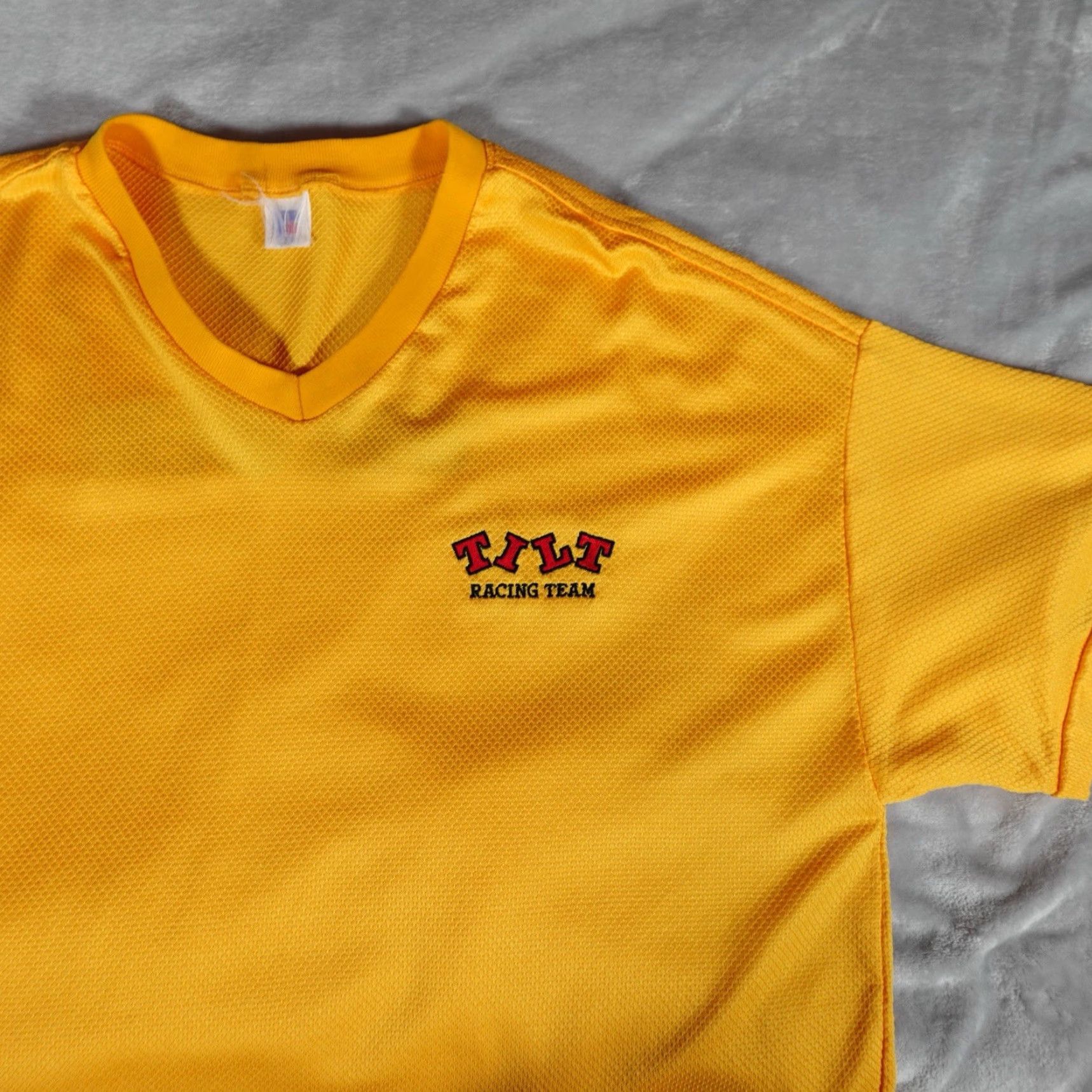 Russell Athletic VINTAGE Russell Athletic Tilt Racing Team Jersey Shirt Mens 2XL Slim Fit Gold 90s Racing Mens Size US XXL / EU 58 / 5 - 5 Thumbnail