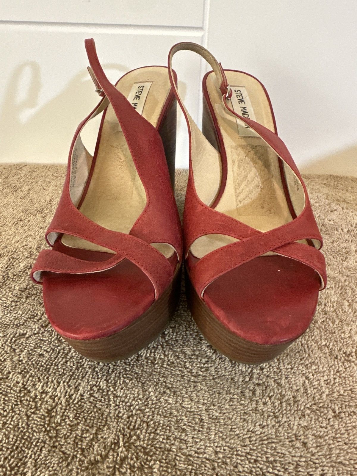 Steve Madden Y2k Red and Brown Steve Madden Platform Sling Back Heels Size US 8.5 / IT 38.5 - 3 Thumbnail