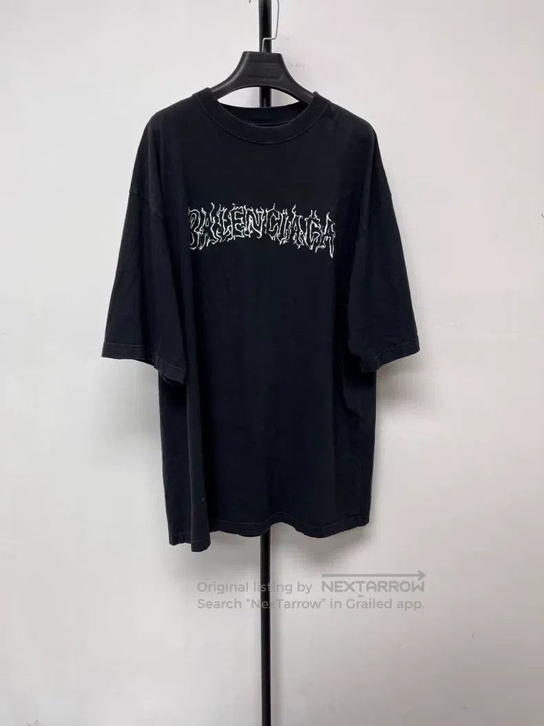 Balenciaga Balenciaga Washed Faded Letter Printed Short Sleeve T-Shir Size US XL / EU 56 / 4 - 1 Thumbnail