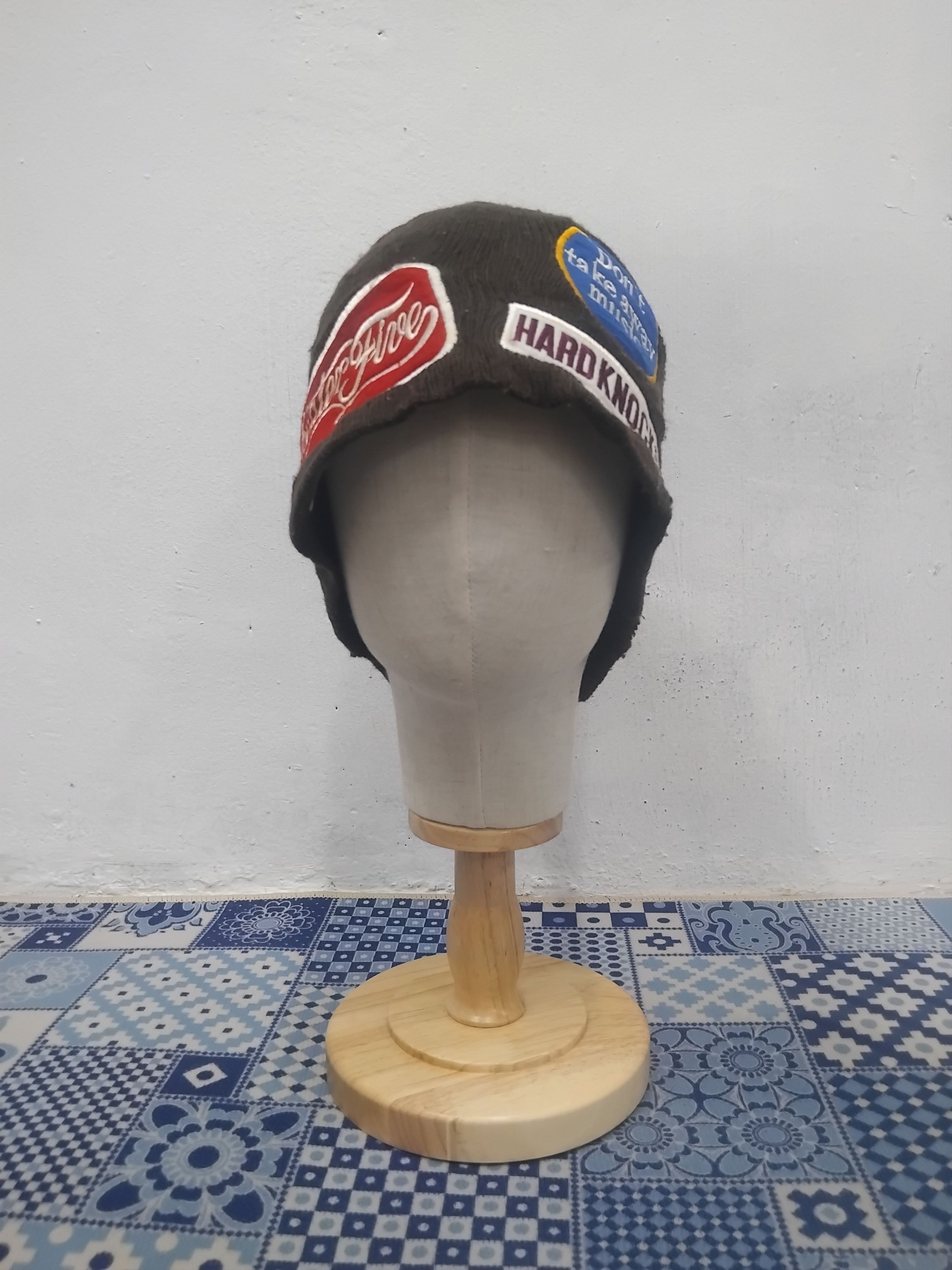 Japanese Brand Patches chocolate beanie Size ONE SIZE - 4 Thumbnail