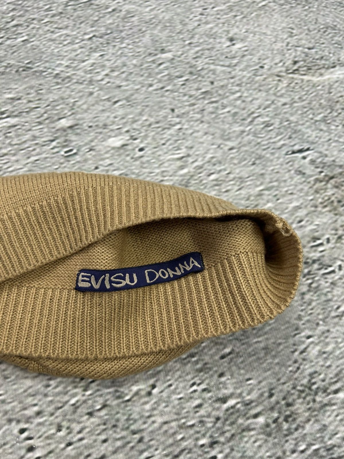 Evisu × Vintage Evisu Donna beanie Y2K seagull big Logo beige white Size ONE SIZE - 3 Thumbnail