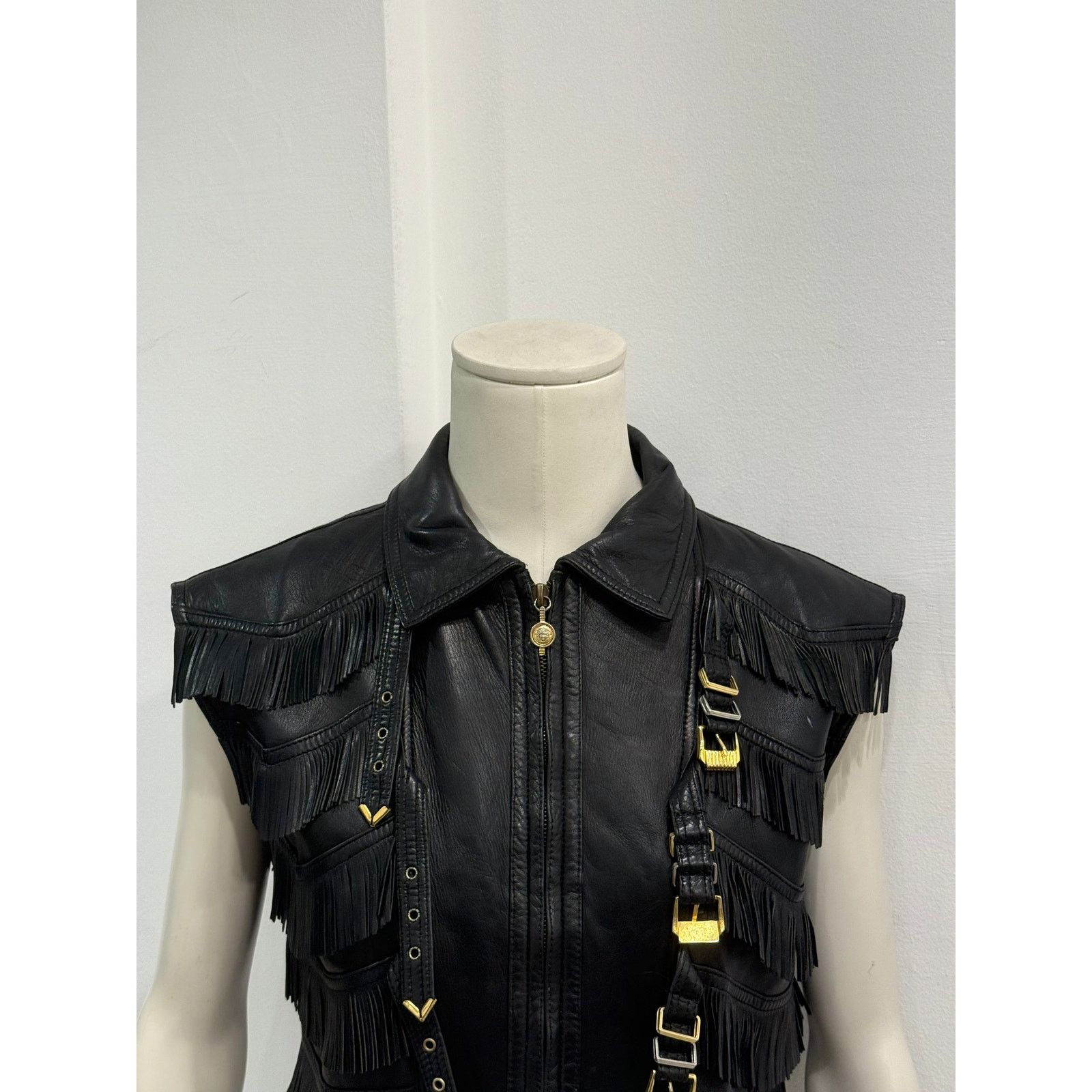 Versace A/W1992 Gianni Versace bondage fringe leather vest Size M / US 6-8 / IT 42-44 - 7 Thumbnail