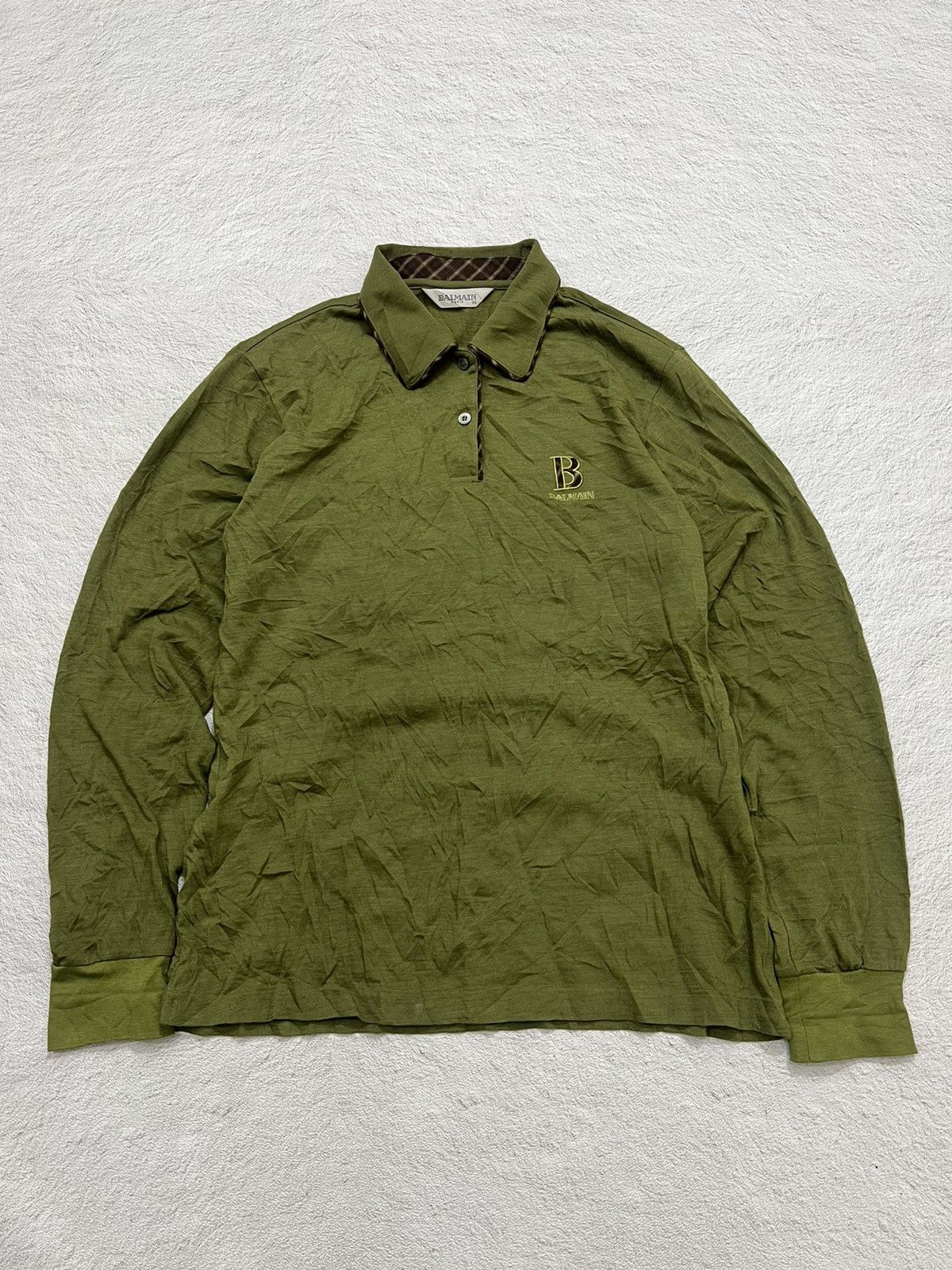 Balenciaga 2000s Balmain Rugby Half Button Longsleeve Shirt | Grailed
