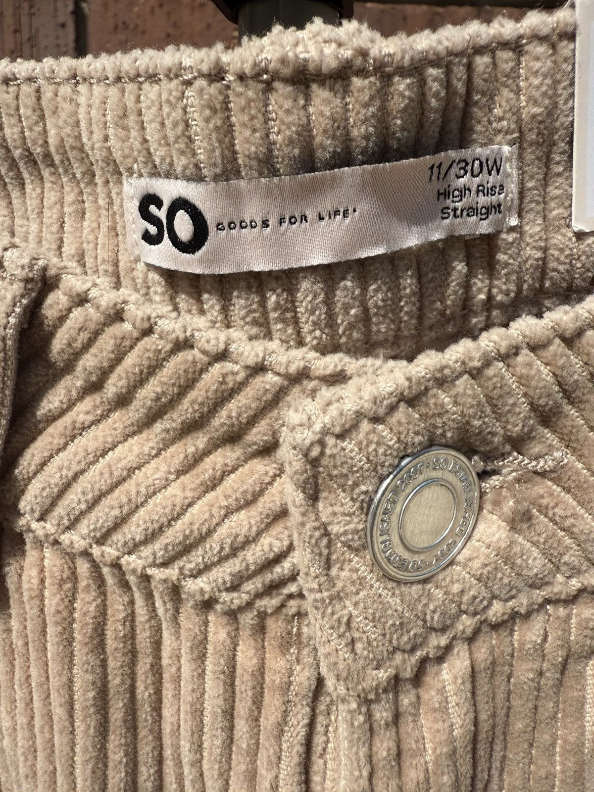 Other SO Juniors 11 Waist 30 High Rise Straight Tan Corduroy Pants Size 30" / US 8 / IT 44 - 4 Thumbnail