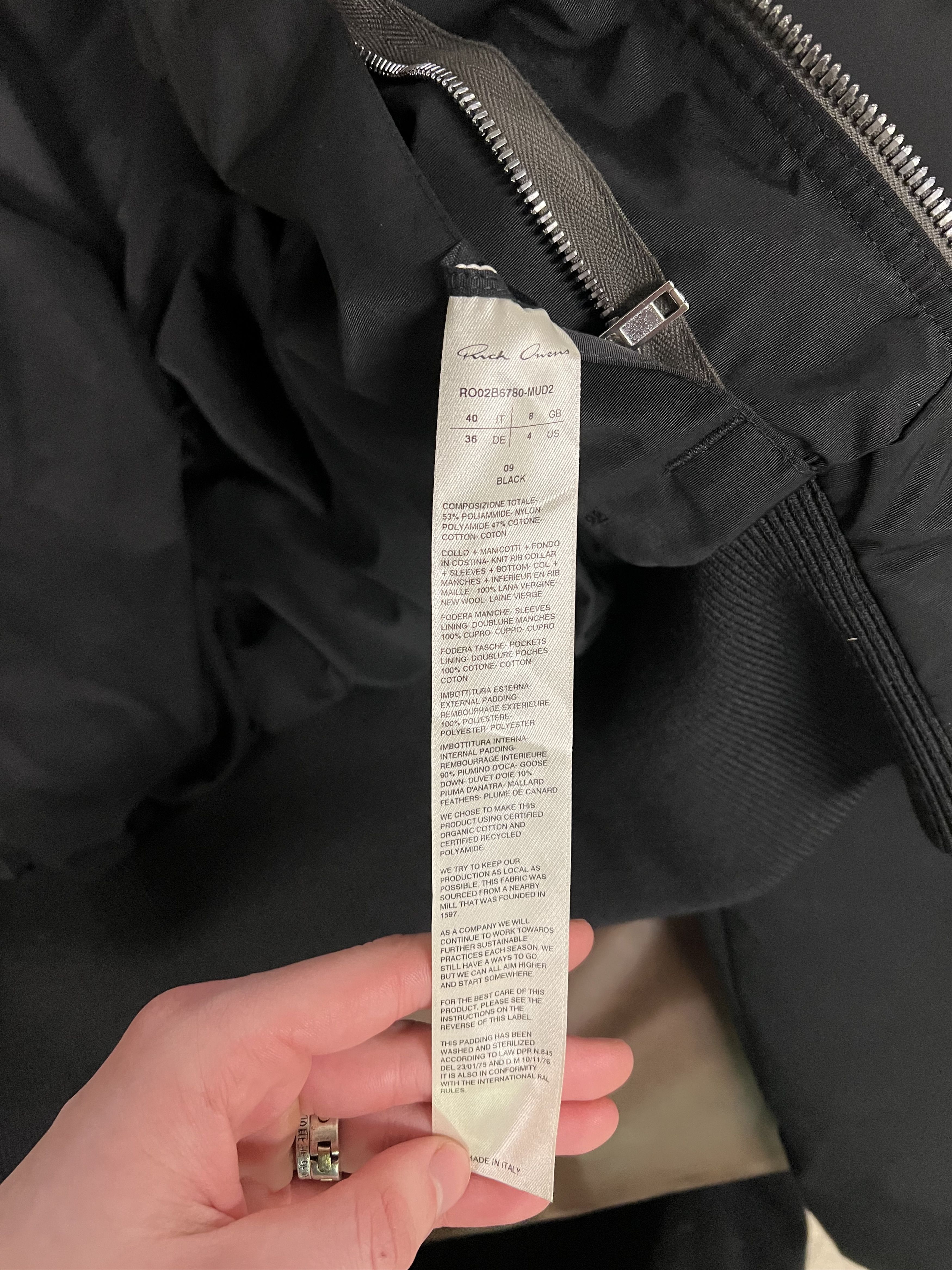 Rick Owens Rick Owens AW22 "STROBE" Alice Kunst Down Bomber Jacket Size US XXS / EU 40 - 9 Thumbnail