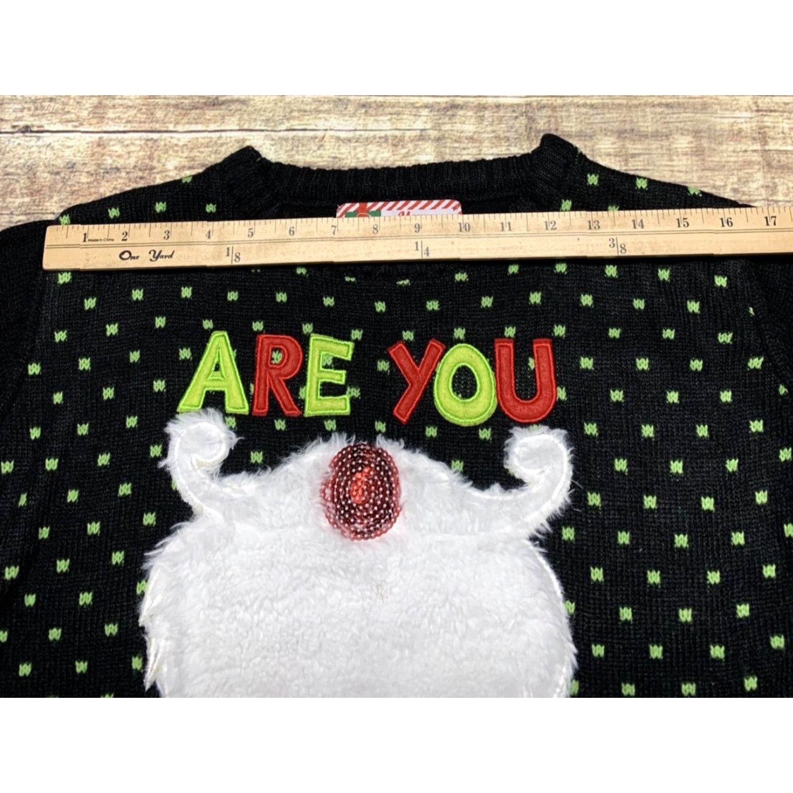 Vintage Ugly Christmas Sweater Are You Naughty or Nice Sequin Furry Women Size S Black Size S / US 4 / IT 40 - 3 Thumbnail