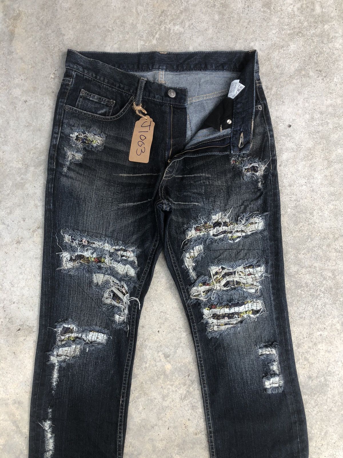 PPFM Japanese PPFM Distressed Patchwork Jeans Size US 31 - 3 Thumbnail