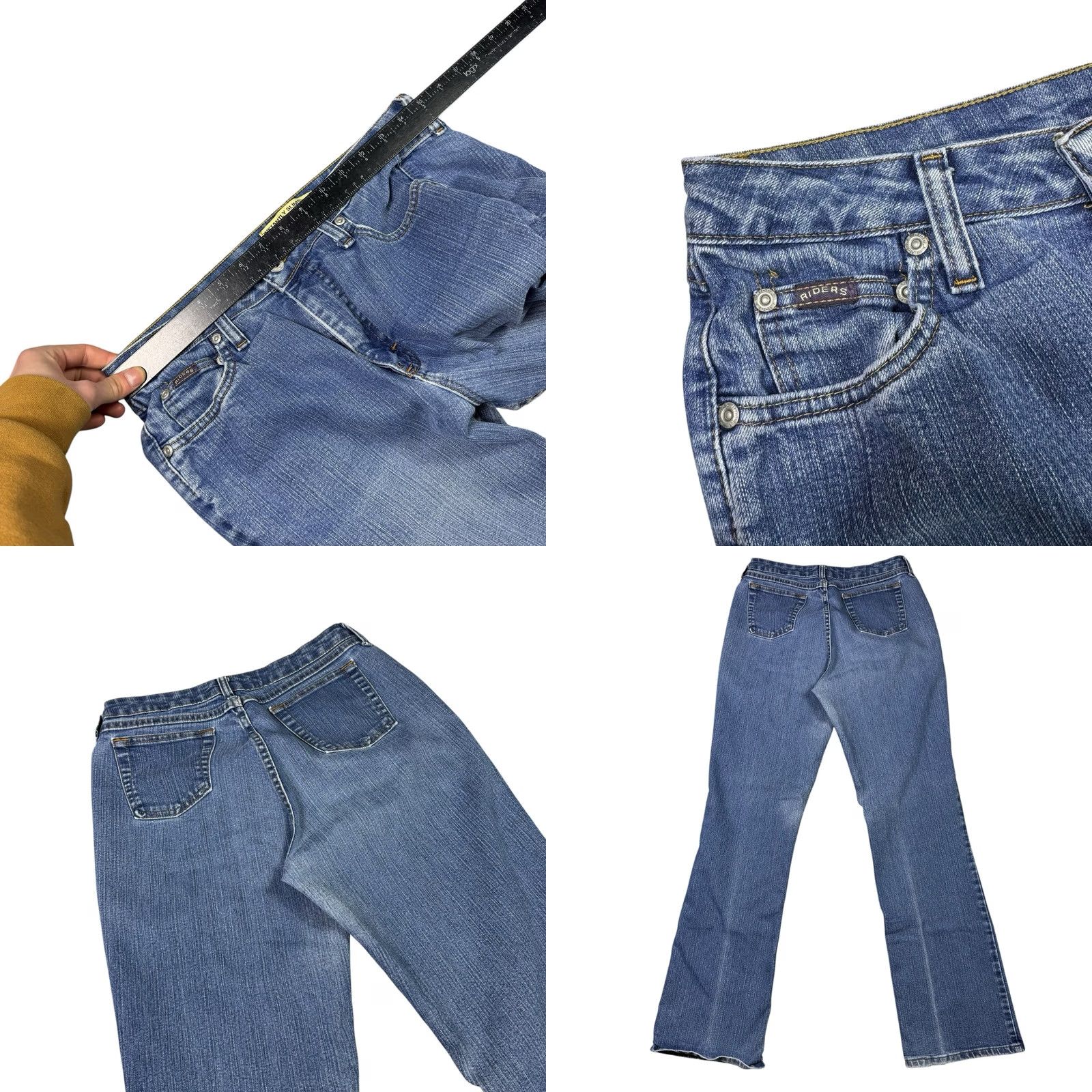 Lee Lee Riders Bootcut Jeans Women's 10 Slimming Cowgirl Pleated Blue Denim 30x32 Size 32" / US 10 / IT 46 - 8 Thumbnail