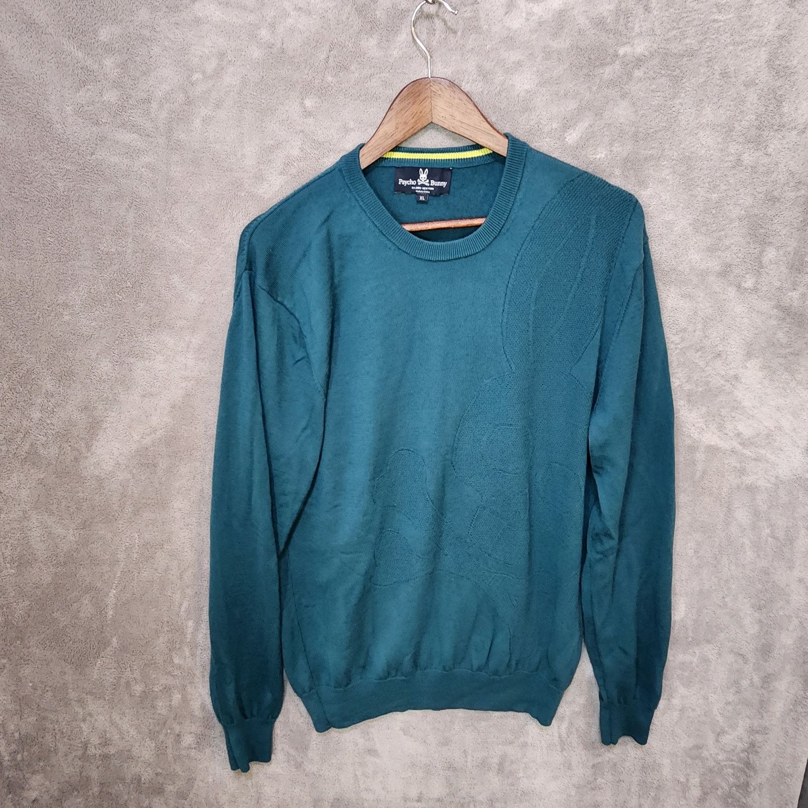 Psycho Bunny Psycho Bunny Men's XL Green Merino Wool Sweater Pullover Size US XL / EU 56 / 4 - 1 Thumbnail