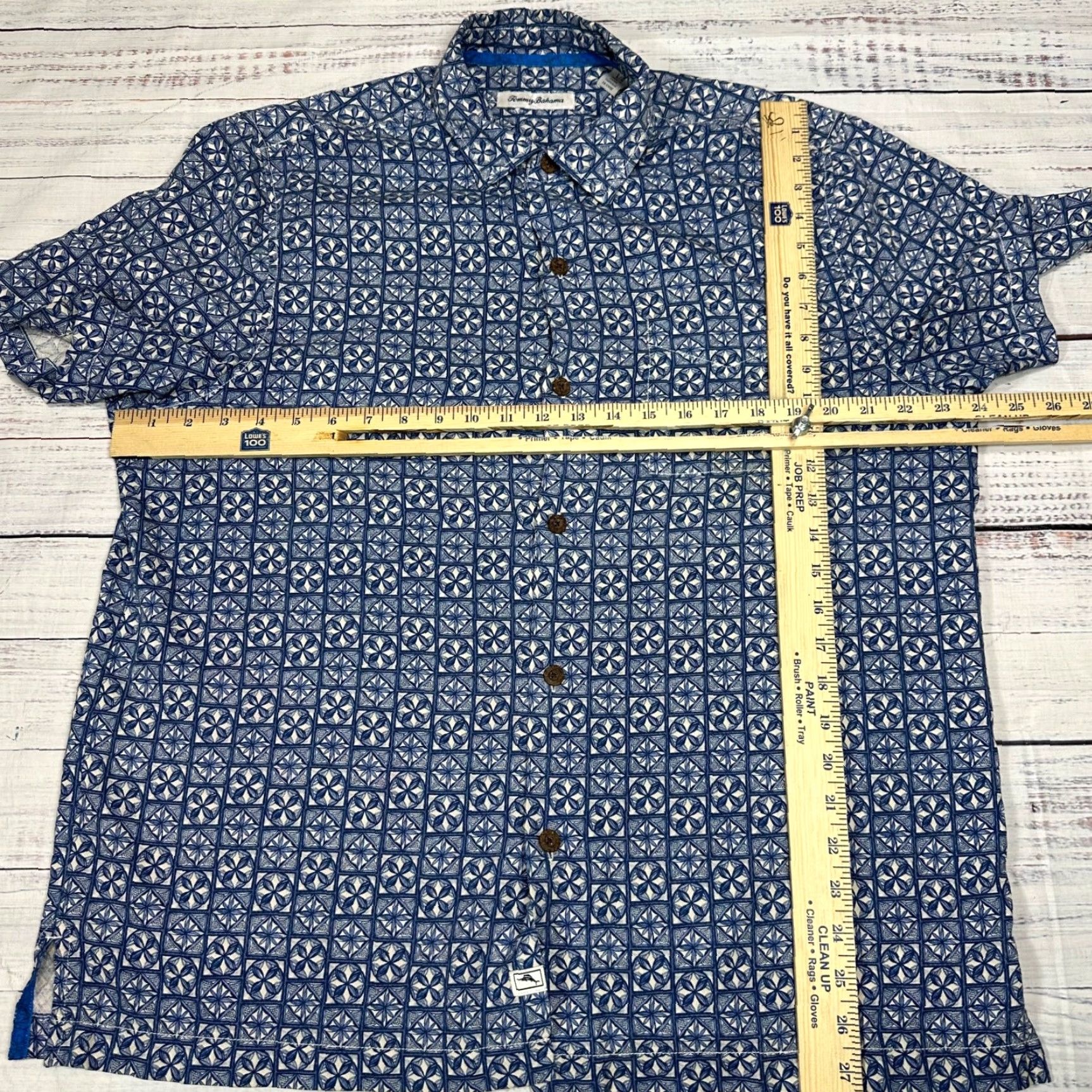 Tommy Bahama Tommy Bahama Shirt Mens L Blue Silk 100% Silk Short Sleeve Button-Up Collared Print Size US L / EU 52-54 / 3 - 2 Thumbnail