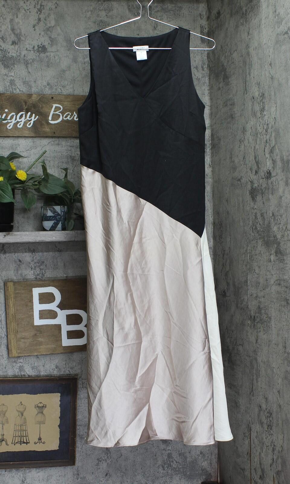 DKNY Dkny Satin Slip Dress Dd4k6d69 Black / Cloud / Eggshell 8 Size M / US 6-8 / IT 42-44 - 1 Thumbnail