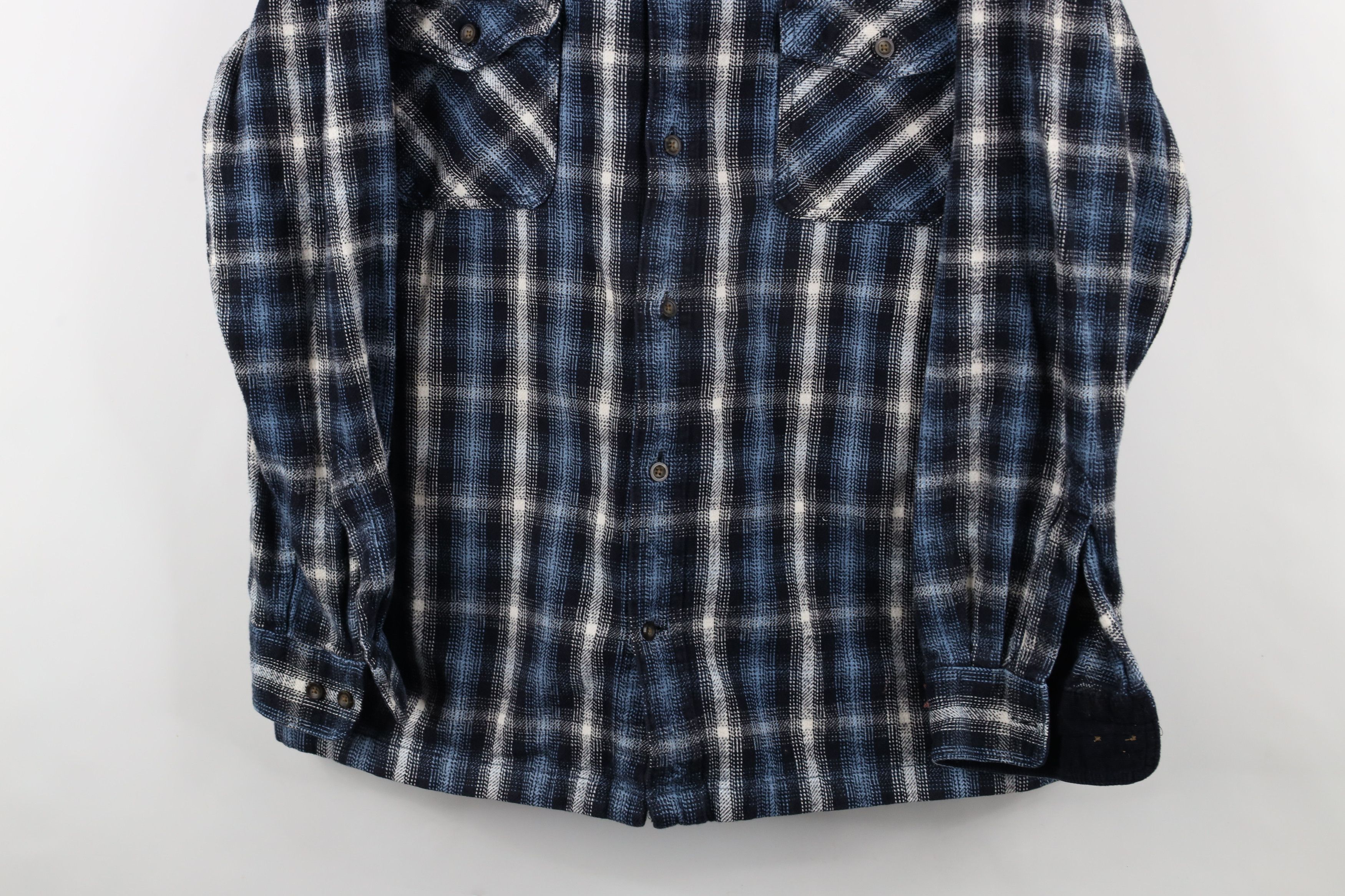 Vintage Vintage 90s Streetwear Heavyweight Flannel Button Shirt Blue Size US XL / EU 56 / 4 - 3 Thumbnail