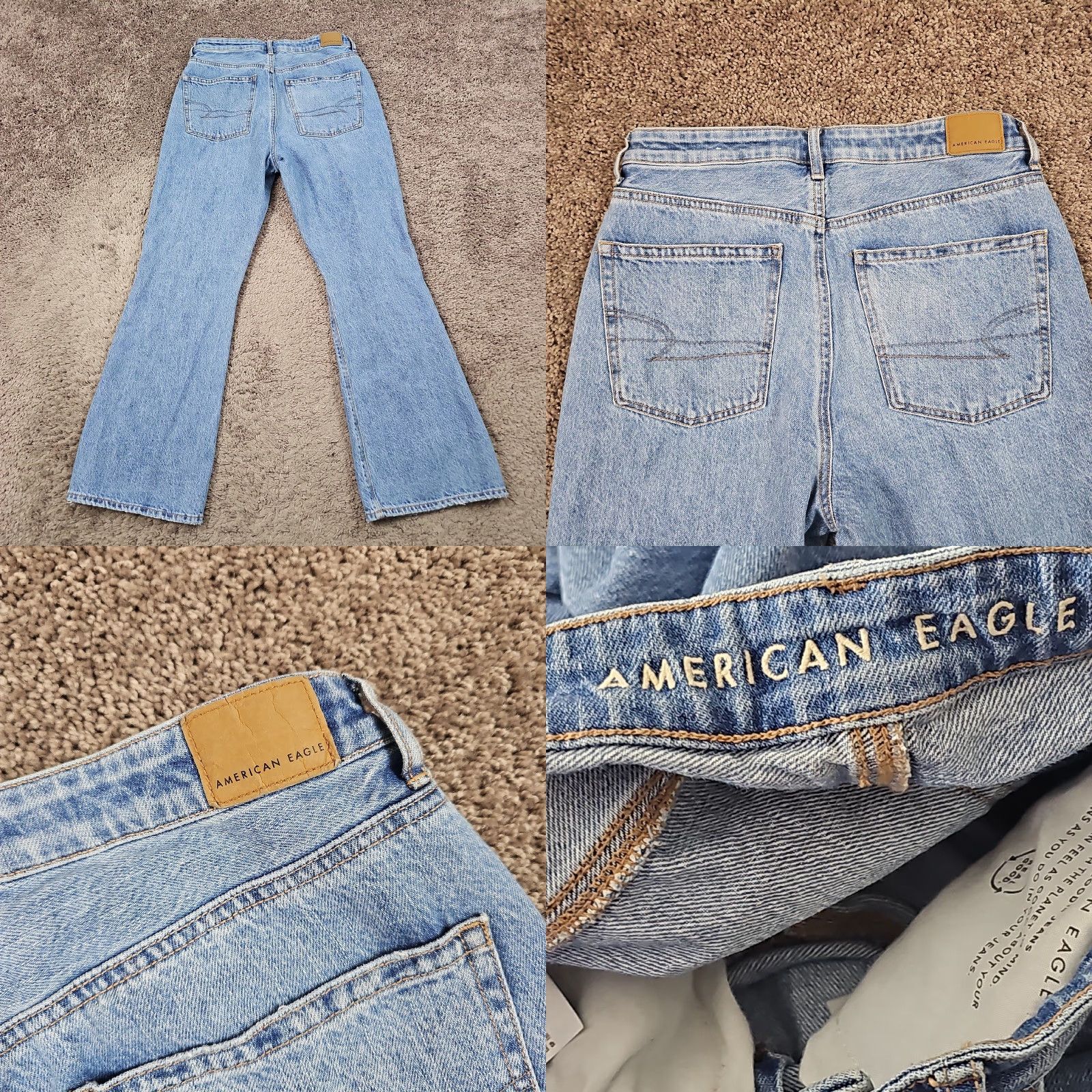 American Eagle Outfitters American Eagle Outfitters Jeans Womens 10 Flared High Rise Medium Wash Distressed 90s 27x29 Blue 100% Cotton Denim Regular Size 10 Size 32" / US 10 / IT 46 - 8 Thumbnail
