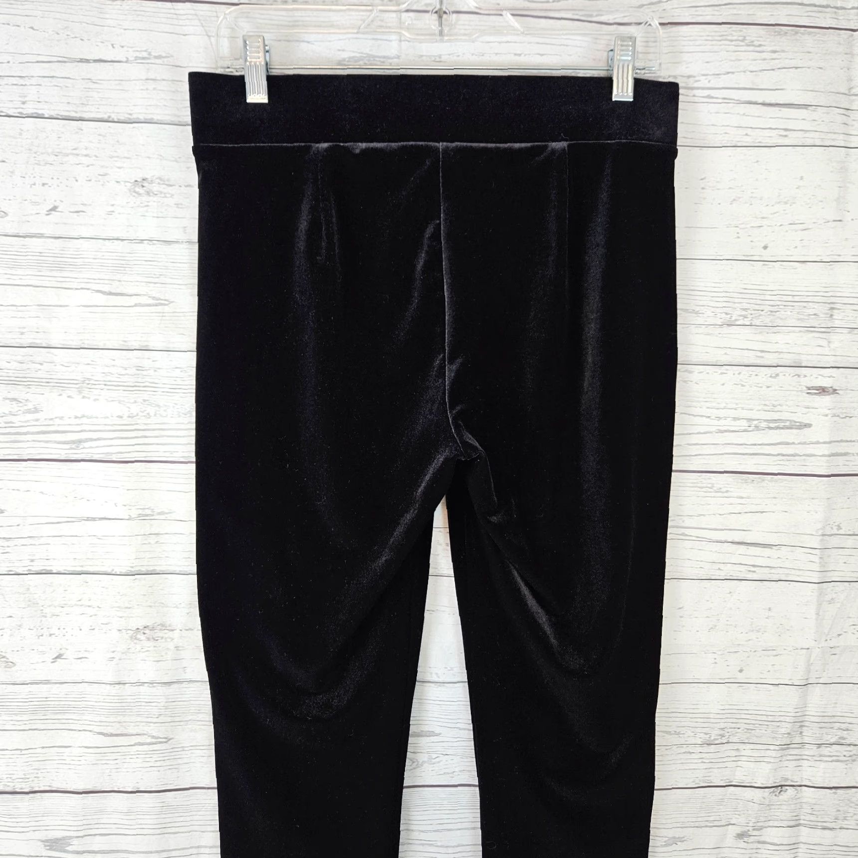 Loft Ann Taylor LOFT Womens Velvet Ankle Leggings Sz Medium Black Pull On Mid Rise Size 32" / US 10 / IT 46 - 4 Thumbnail