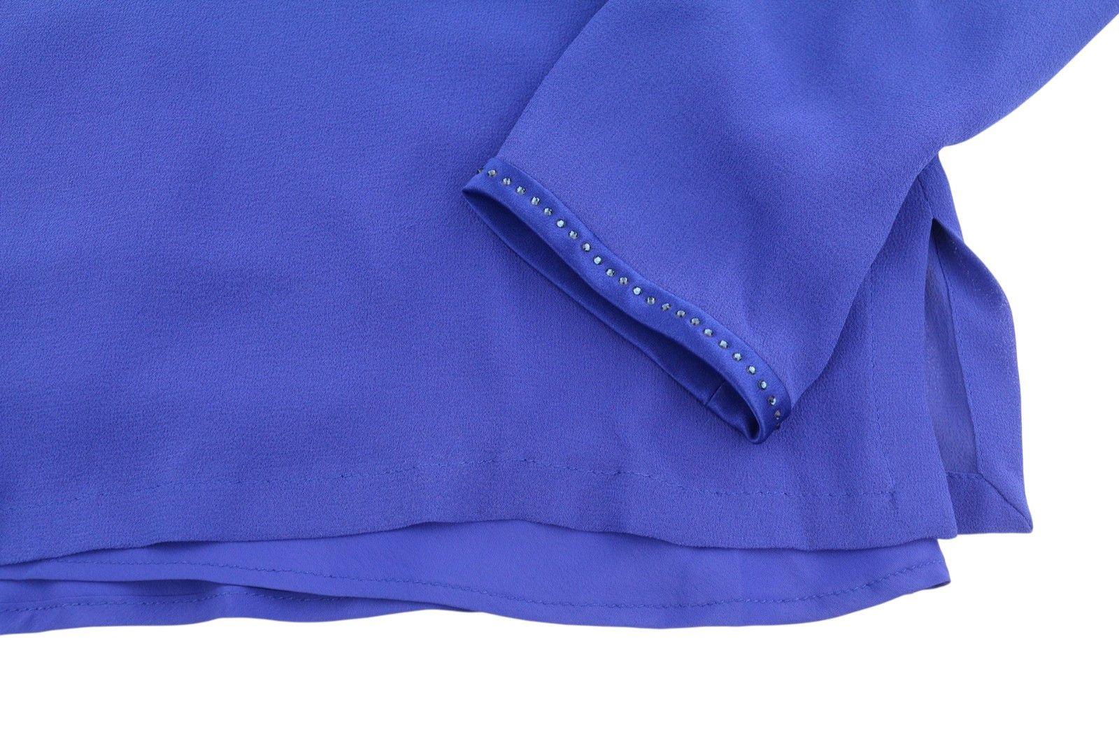 Max Mara EU34 XS Blue 100% Silk Rhinestones 2in1 Blouse 88771 Size XS / US 0-2 / IT 36-38 - 6 Thumbnail