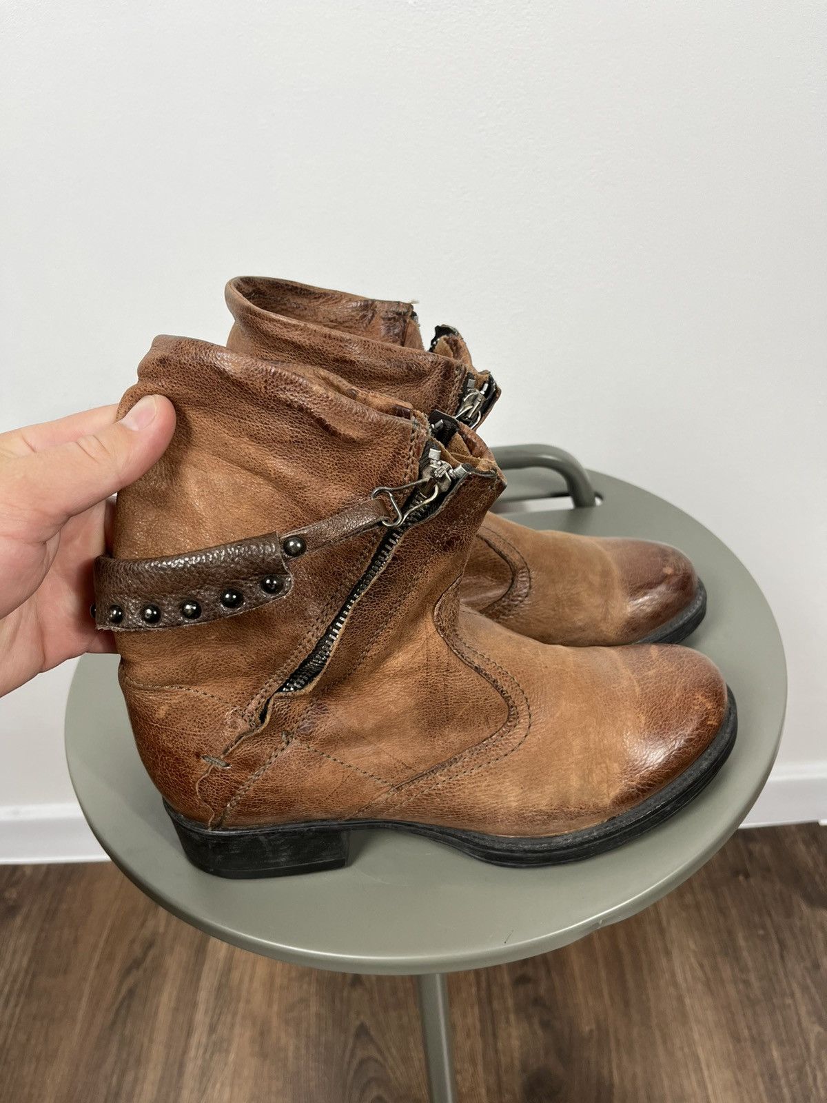 Other Avant-Garde Brown Leather Boots With Double Zip And Straps Size US 6 / IT 36 - 5 Thumbnail