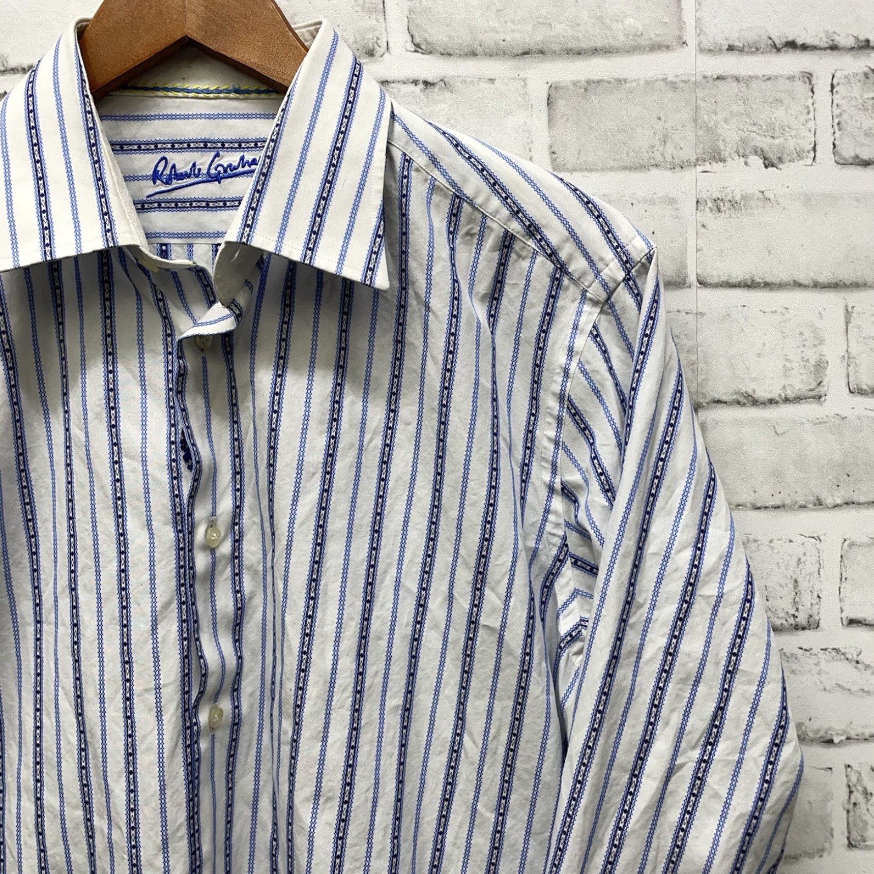 Robert Graham Robert Graham Shirt Mens Size L Striped Cotton Long Sleeve Button-Down Multicolor Size 42R - 2 Thumbnail