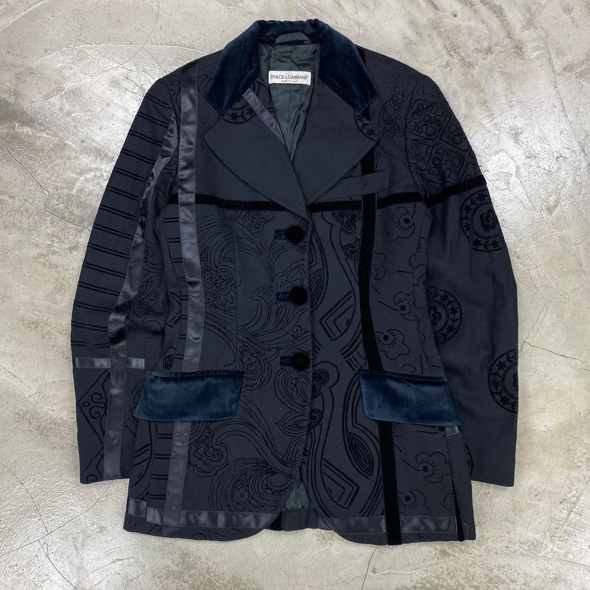 Dolce & Gabbana Archive FW1997 Velvet Devoré Patchwork Blazer Size 38S - 1 Thumbnail