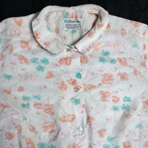 Other Vintage 70s Glenbrooke Penn-Prest Floral Button Shirt Size XL / US 12-14 / IT 48-50 - 1 Thumbnail