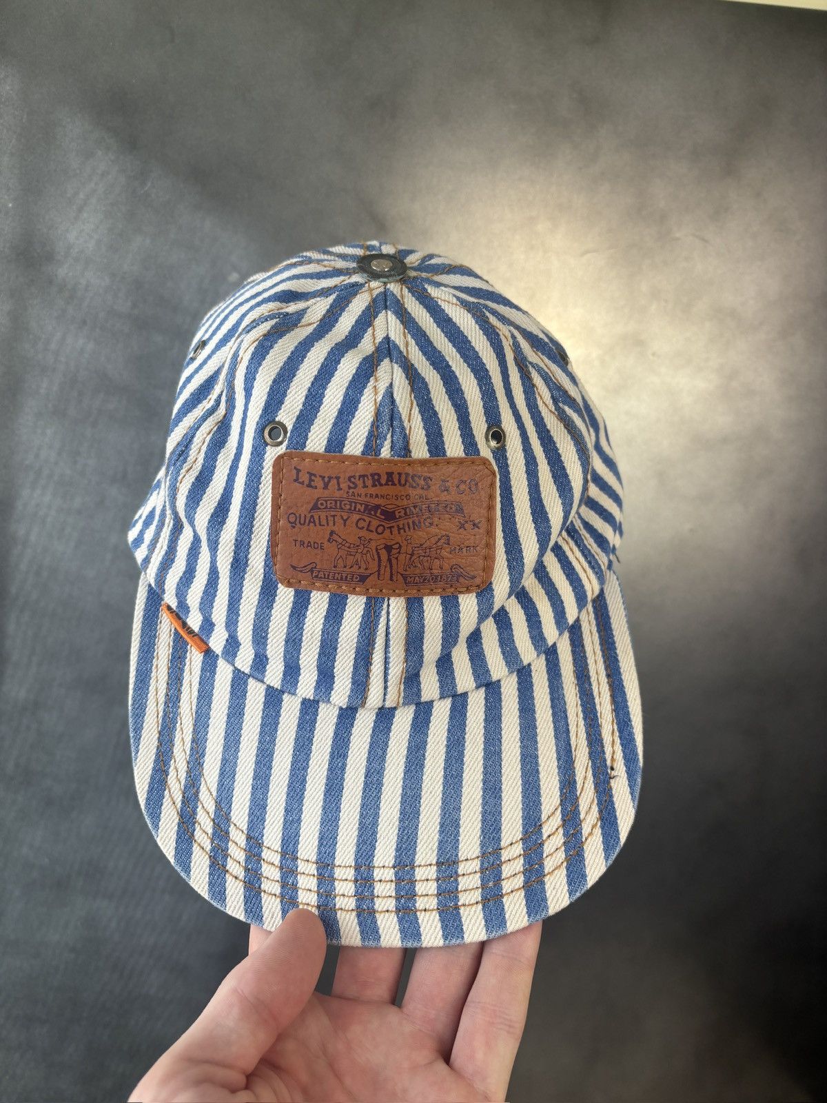 Levi's 1990s Levi's Jeans Hat Vintage Denim Snapback Striped Baseba Size ONE SIZE - 15 Thumbnail
