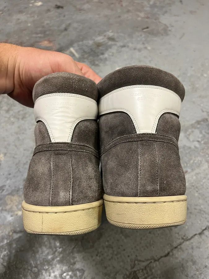 Designer × Saint Laurent Paris × Vintage Saint Laurent SL10H Grey & Suede High Shoes by Hedi Slimane Size US 7 / EU 40 - 8 Thumbnail